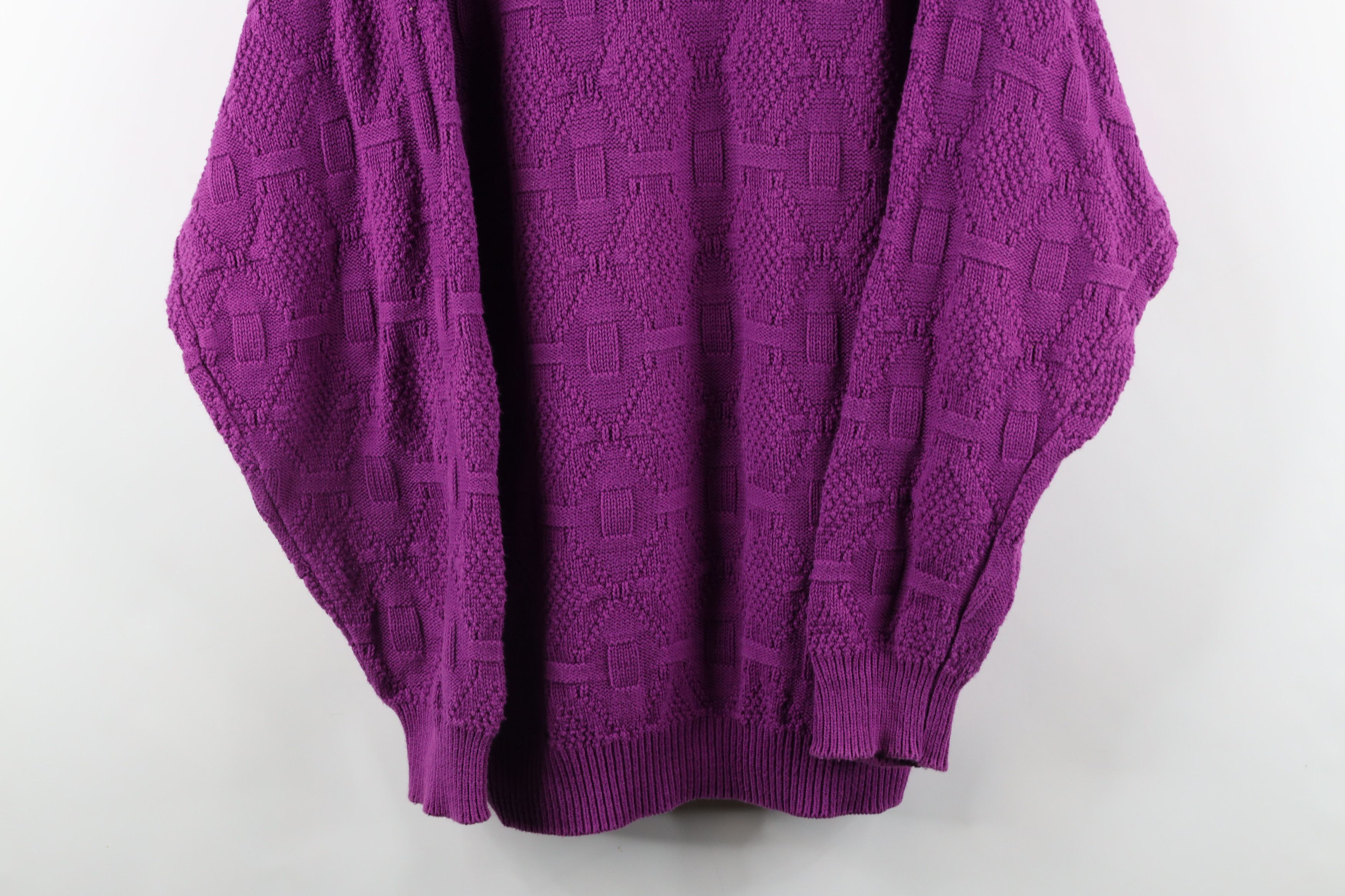 Vintage Vintage 90s Streetwear Cotton Knit Sweater Purple USA Size US L / EU 52-54 / 3 - 3 Thumbnail