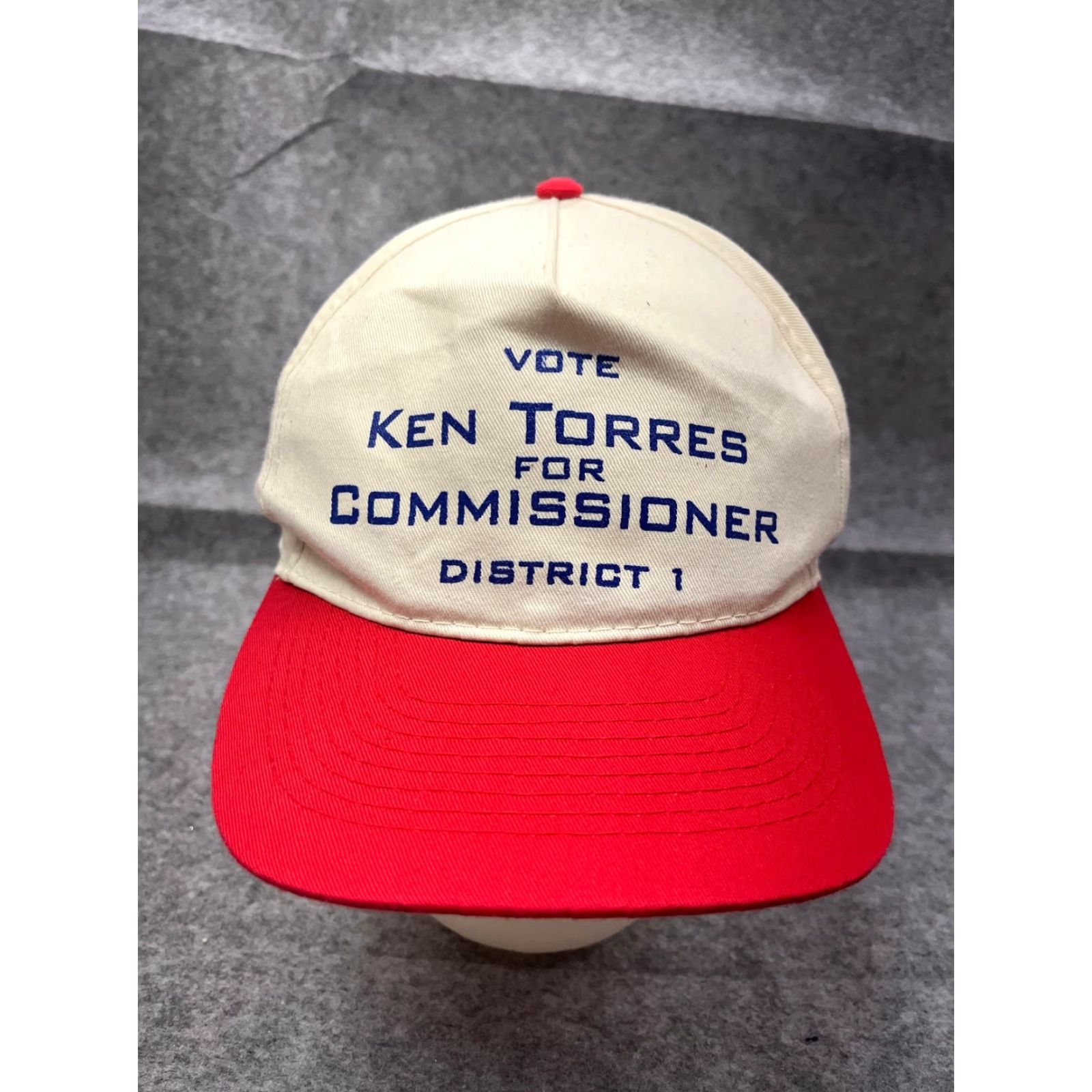 Vintage Vote Ken Torres Commisioner Hat Cap Snap Back Adult Ivory Red Cotton Blend Size ONE SIZE - 2 Thumbnail