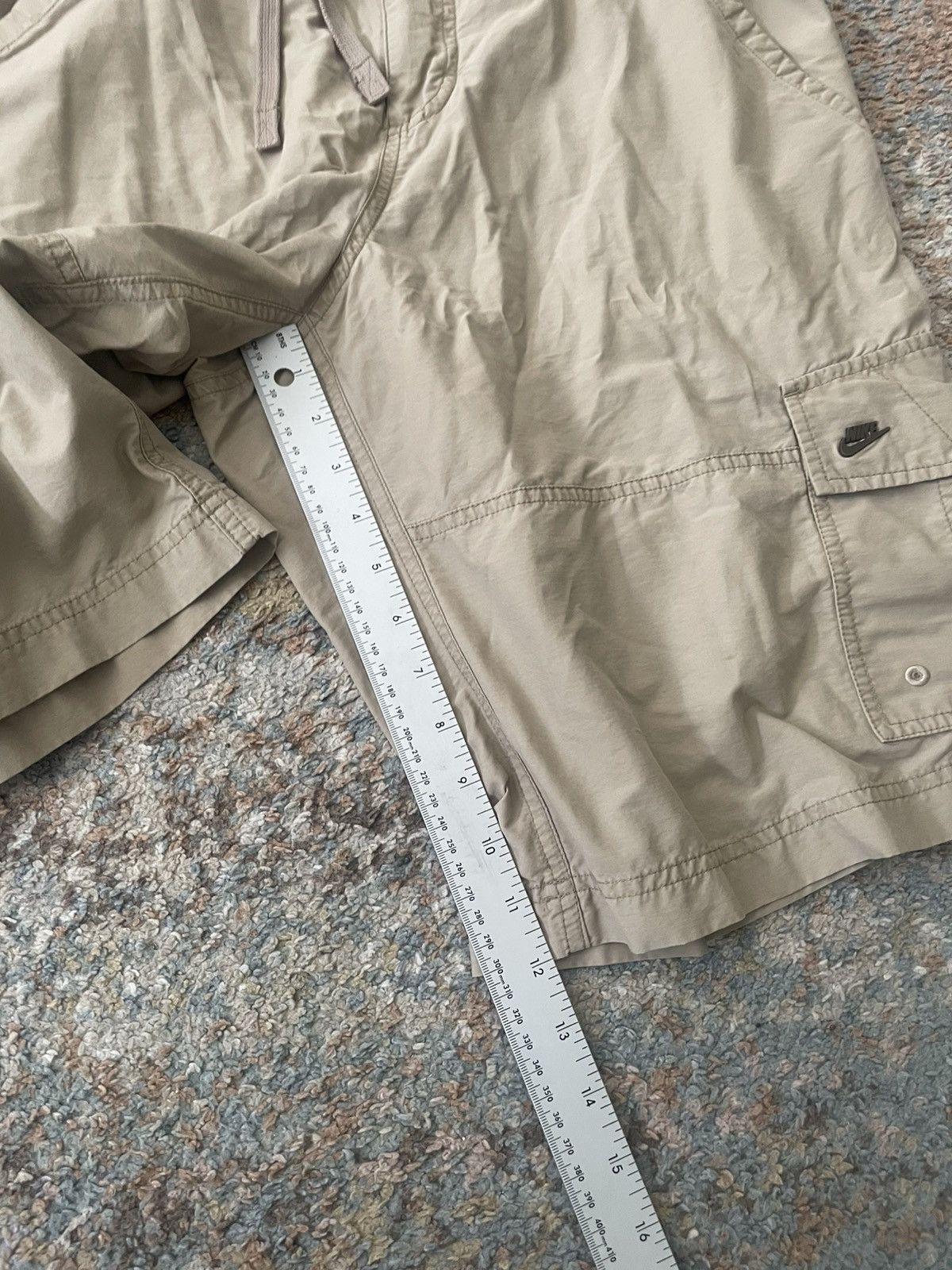 Nike × Vintage VTG Nike Cargo Shorts 36 Brown Metal Logo Faded Drawstring Size US 34 / EU 50 - 7 Thumbnail