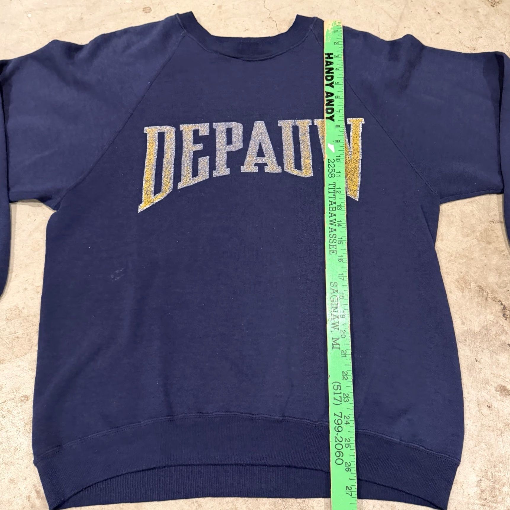 Vintage VINTAGE Depauw Sweatshirt Crewneck Mens L Blue 90s Distressed Pullover Large Mens Size US L / EU 52-54 / 3 - 6 Thumbnail