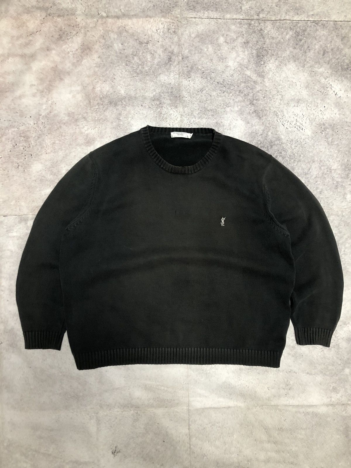 image of Number N Ine x Saint Laurent Paris Vintage Perfect Faded Washed Distressed YSL Boxy Sweater in Wash