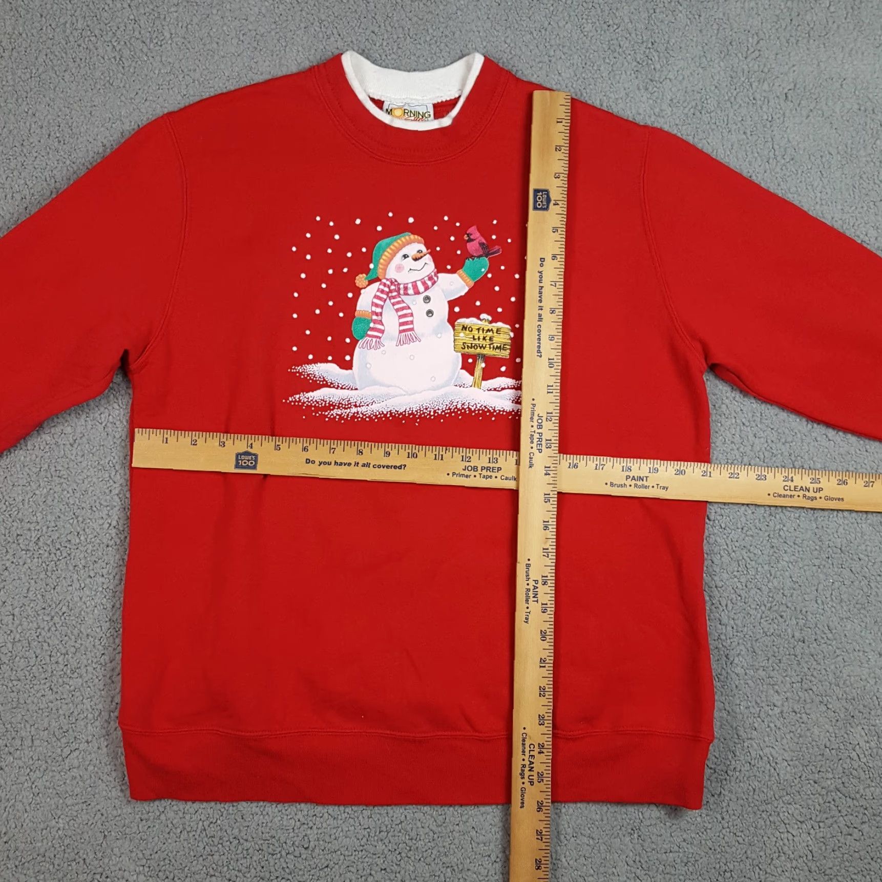 Vintage VINTAGE Snowman Winter Snow Women's XL Crewneck Sweatshirt Frosty Pullover 90s Red Morning Sun Sweatshirt Size XL / US 12-14 / IT 48-50 - 4 Thumbnail