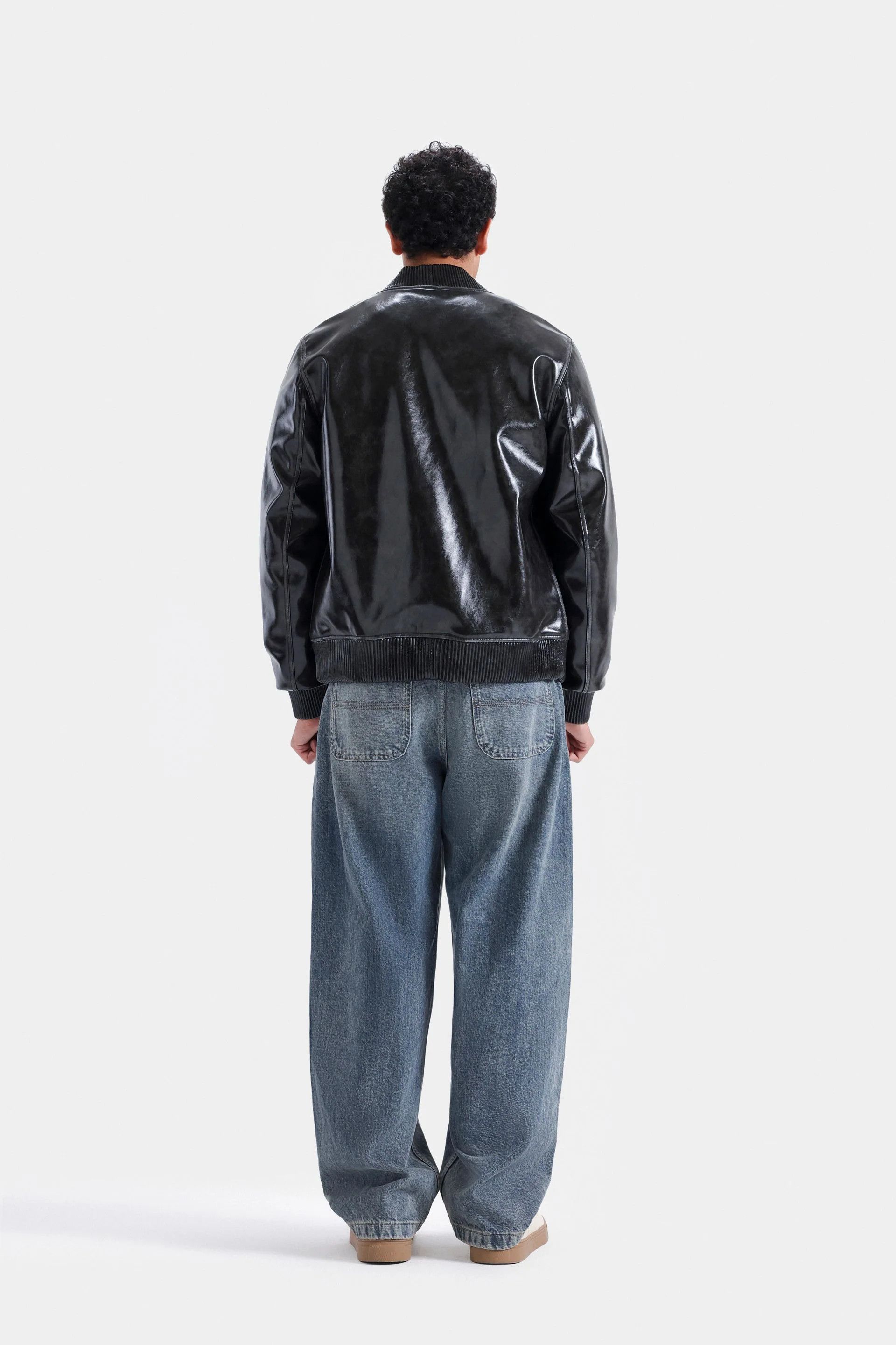Other Men’s Black Faux Leather Bomber Jacket Zip Up Size US XL / EU 56 / 4 - 2 Thumbnail