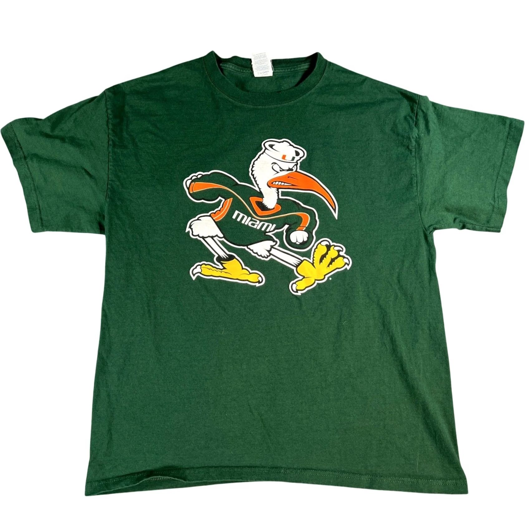 Logo 7 VINTAGE Miami Hurricanes T-Shirt Mens XL Green Sebastian the Ibis 90s Big Logo Size US XL / EU 56 / 4 - 2 Thumbnail