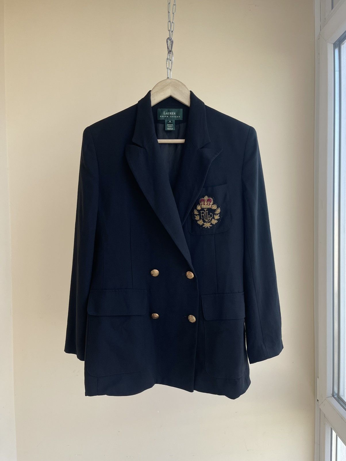 Lauren Ralph Lauren LRL Crown Crest Logo Double Breasted Wool Blazer Jacket 90s Size M / US 6-8 / IT 42-44 - 1 Thumbnail