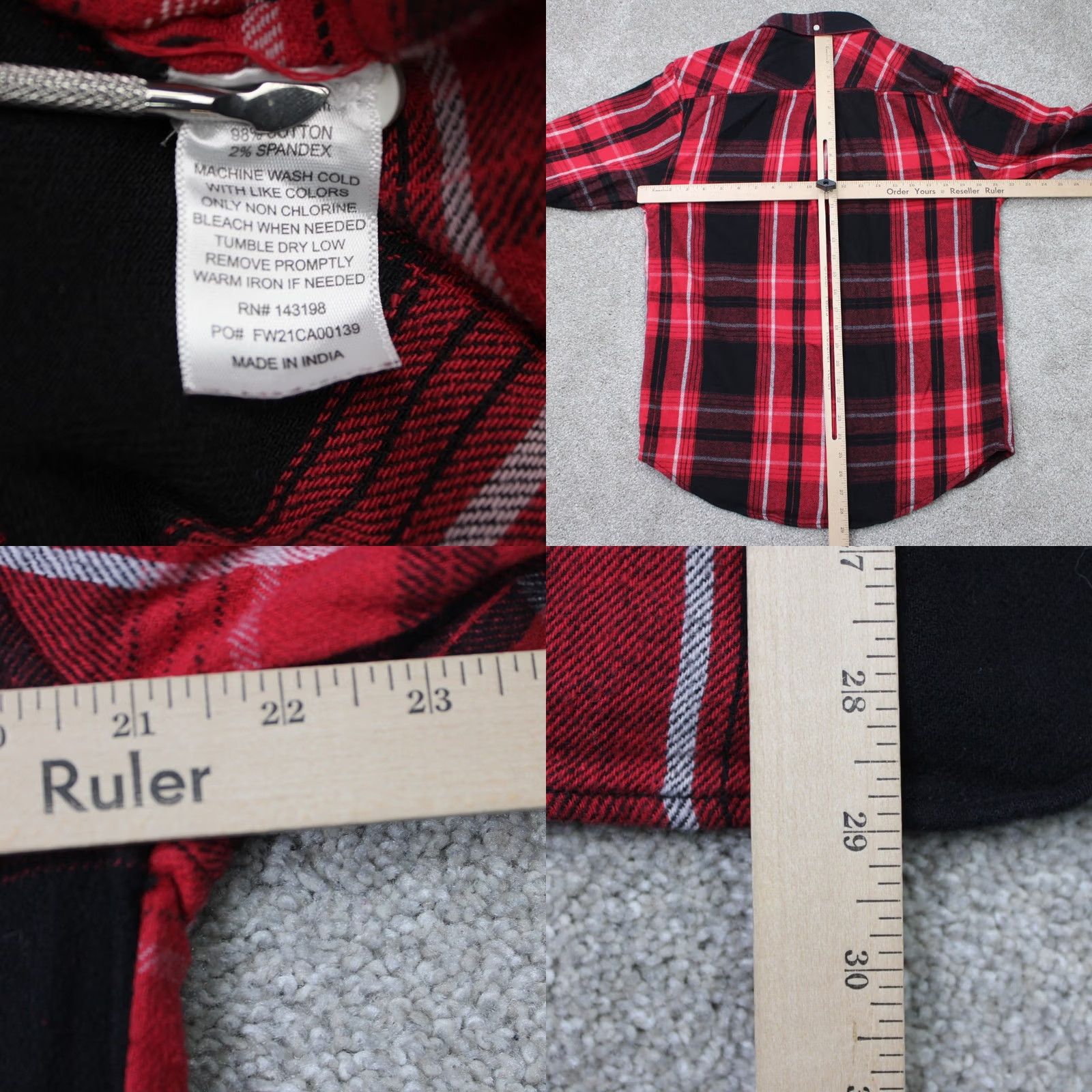 Chubbies Chubbies Shirt Mens Large Red & Black Plaid Flannel Cotton Stretch Long Sleeve Button-Up Casual Shirt Mens L Red Plaid Size US L / EU 52-54 / 3 - 8 Thumbnail