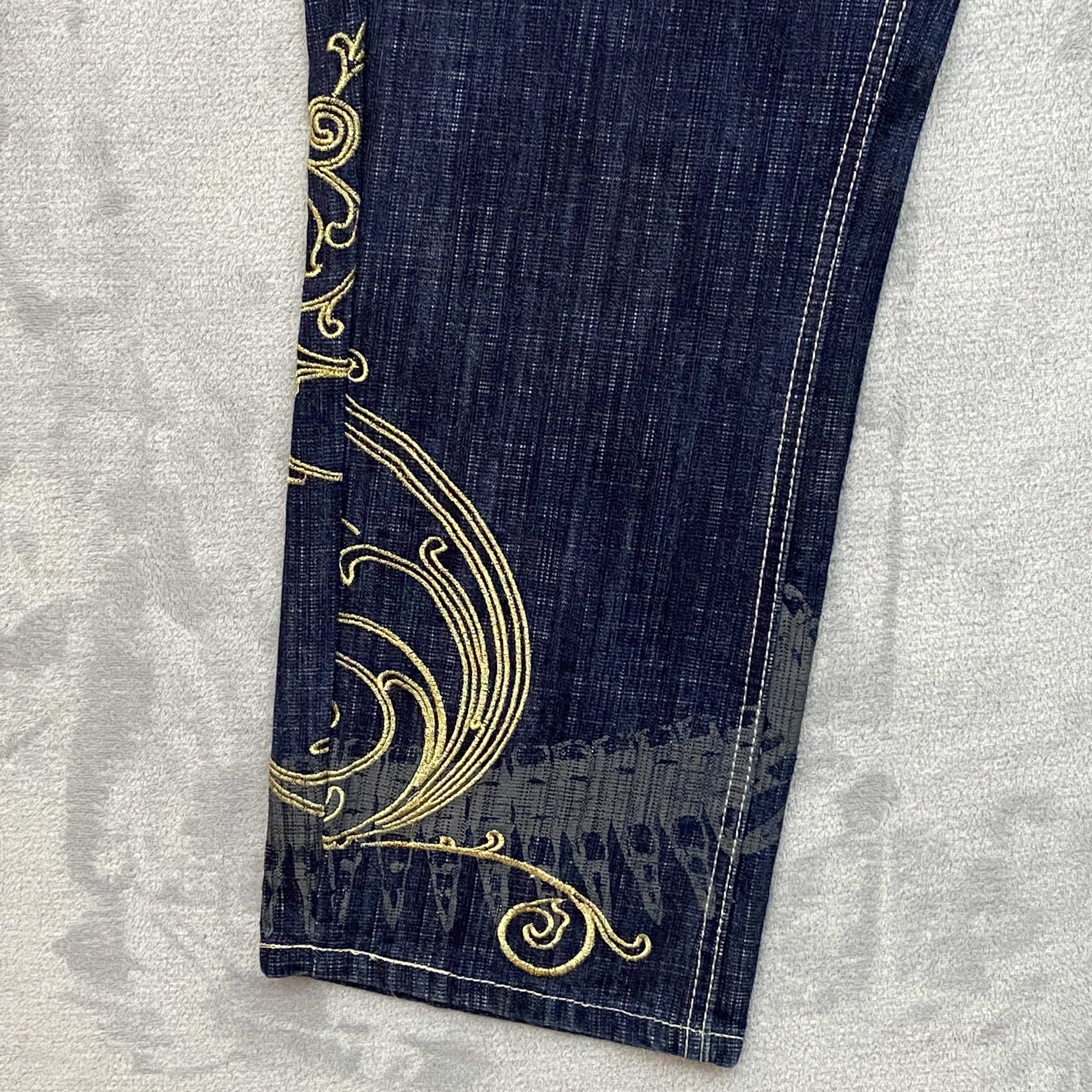 Imperious × Vintage Y2K DELF Men 34x30 (32x27) Blue BULLETS & BRASS KNUCKLES Size US 34 / EU 50 - 8 Thumbnail