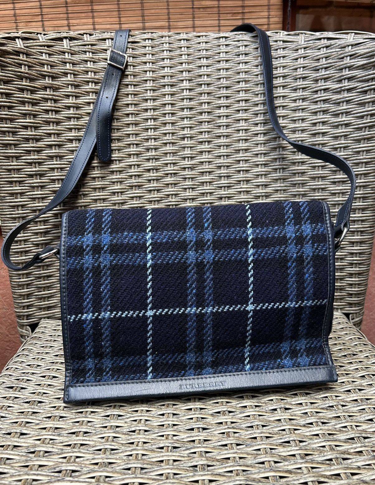 Burberry Burberry London Blue Nova Check Tweed Leather Crossbody Bag Size ONE SIZE - 1 Thumbnail