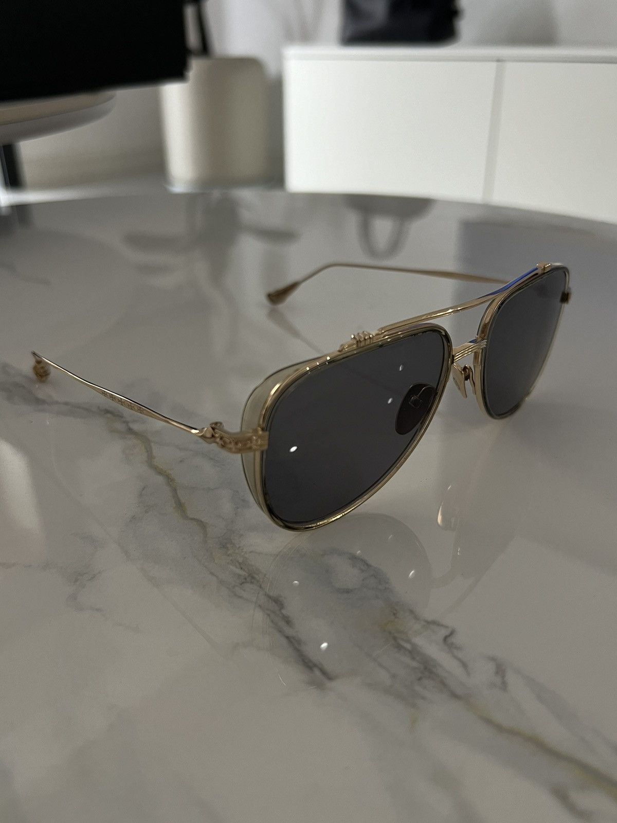 Chrome Hearts Chrome Hearts „Whisker Biscuit“ Gold Aviator Glasses Size ONE SIZE - 13 Thumbnail