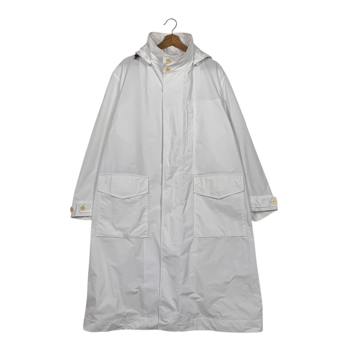 Jil Sander × Uniqlo Uniqlo Jil Sander Pure White Hooded Overcoat Size US L / EU 52-54 / 3 - 1 Thumbnail