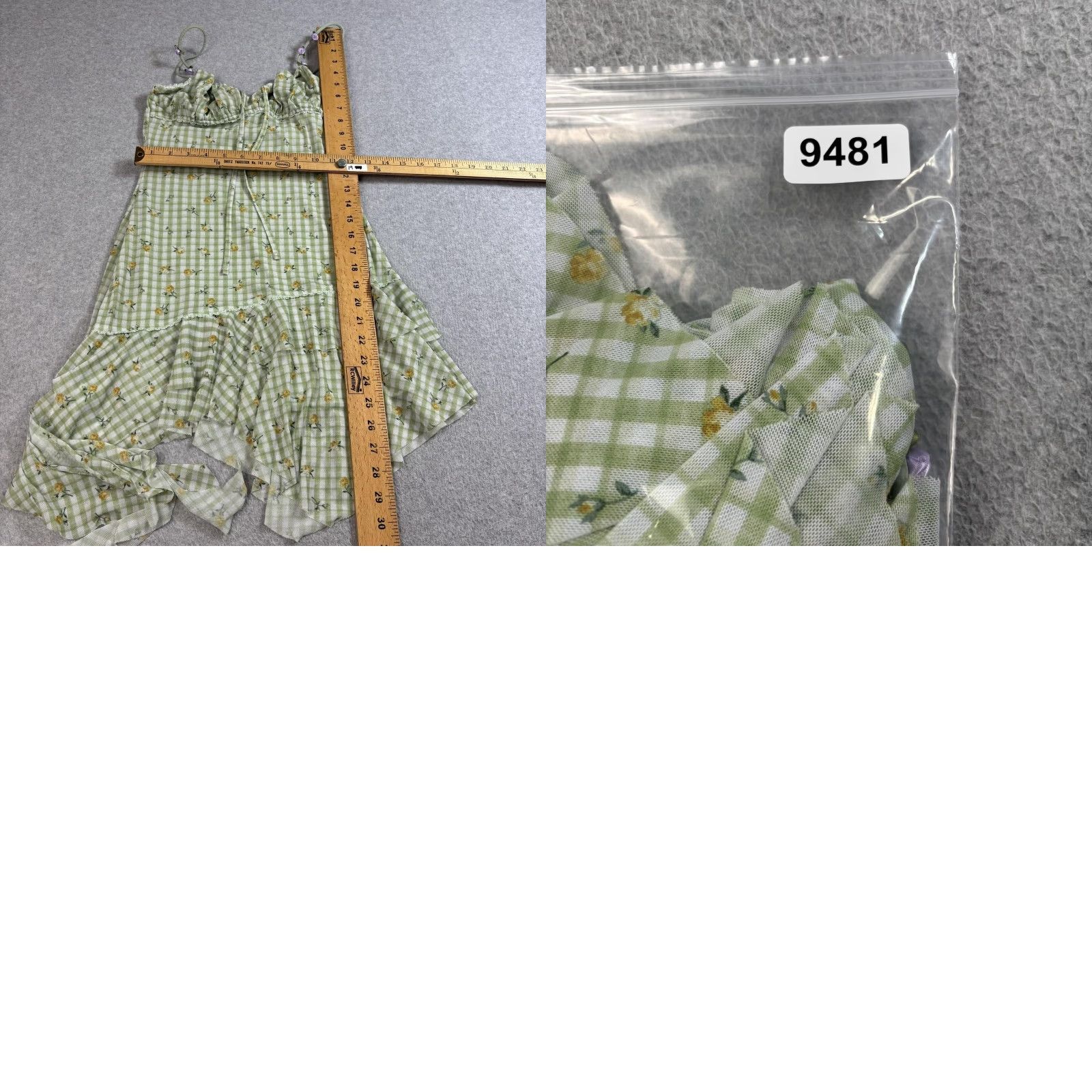 Urban Outfitters Urban Outfitters Dress Women Small Green Gingham Floral Handkerchief Hem Ruffle Size S / US 4 / IT 40 - 8 Thumbnail