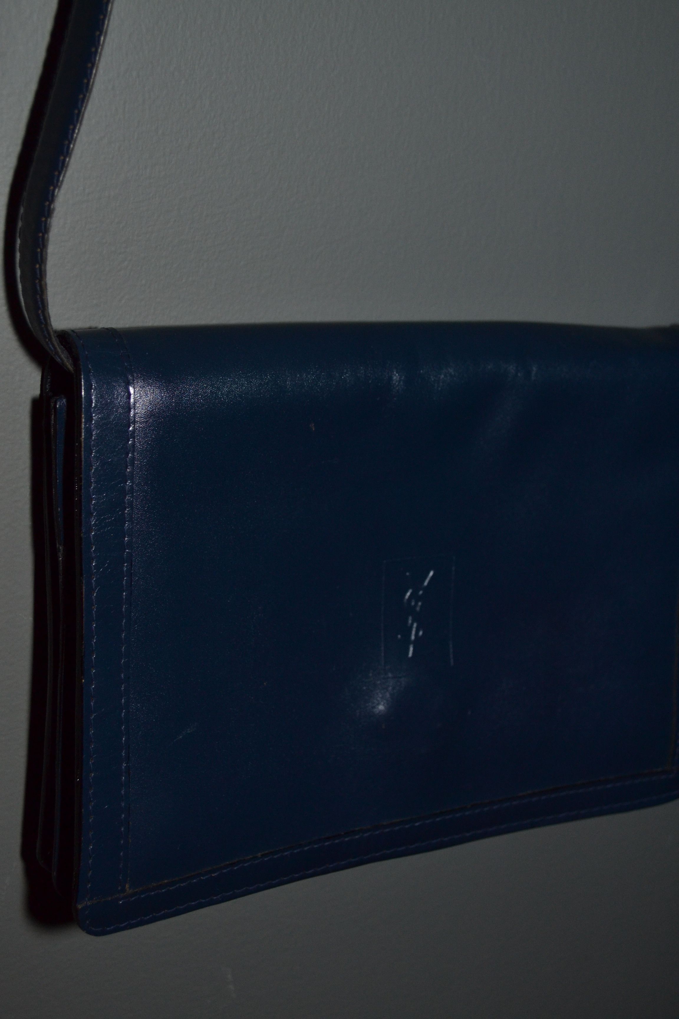 Yves Saint Laurent Blue France Clutch Shoulder Bag Vintage
