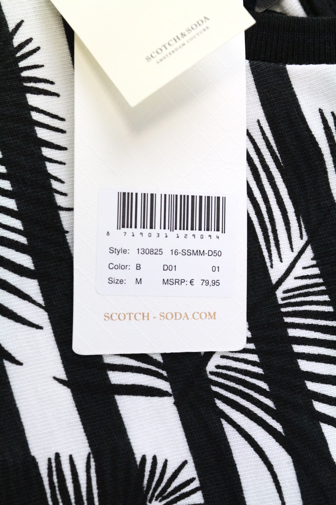 Scotch & Soda AMS COUTURE M Black Cotton Patterned T-Shirt 76188 Size US M / EU 48-50 / 2 - 5 Thumbnail