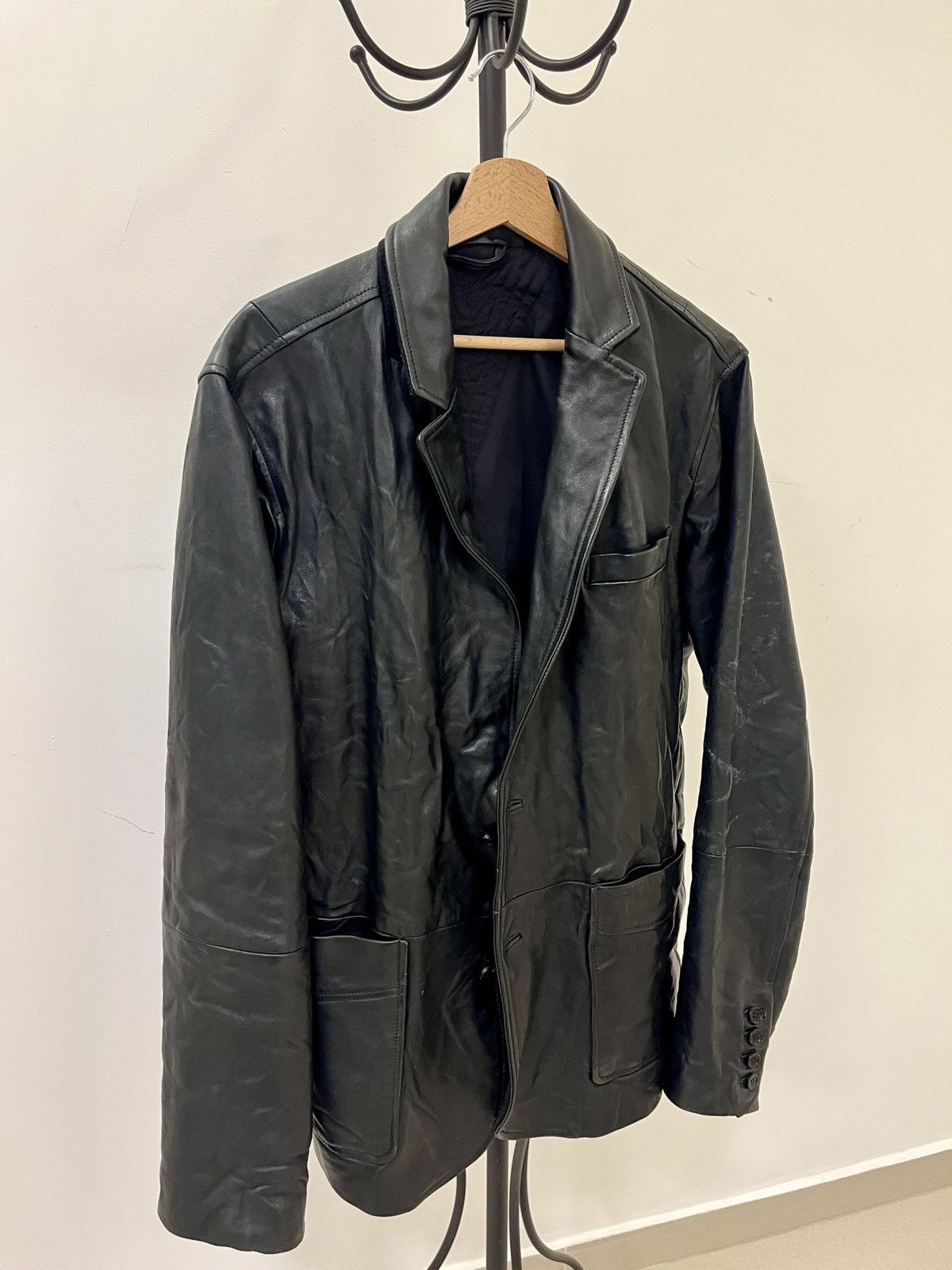 Allsaints AllSaints Black Leather Blazer Jacket Size L Size US L / EU 52-54 / 3 - 2 Thumbnail