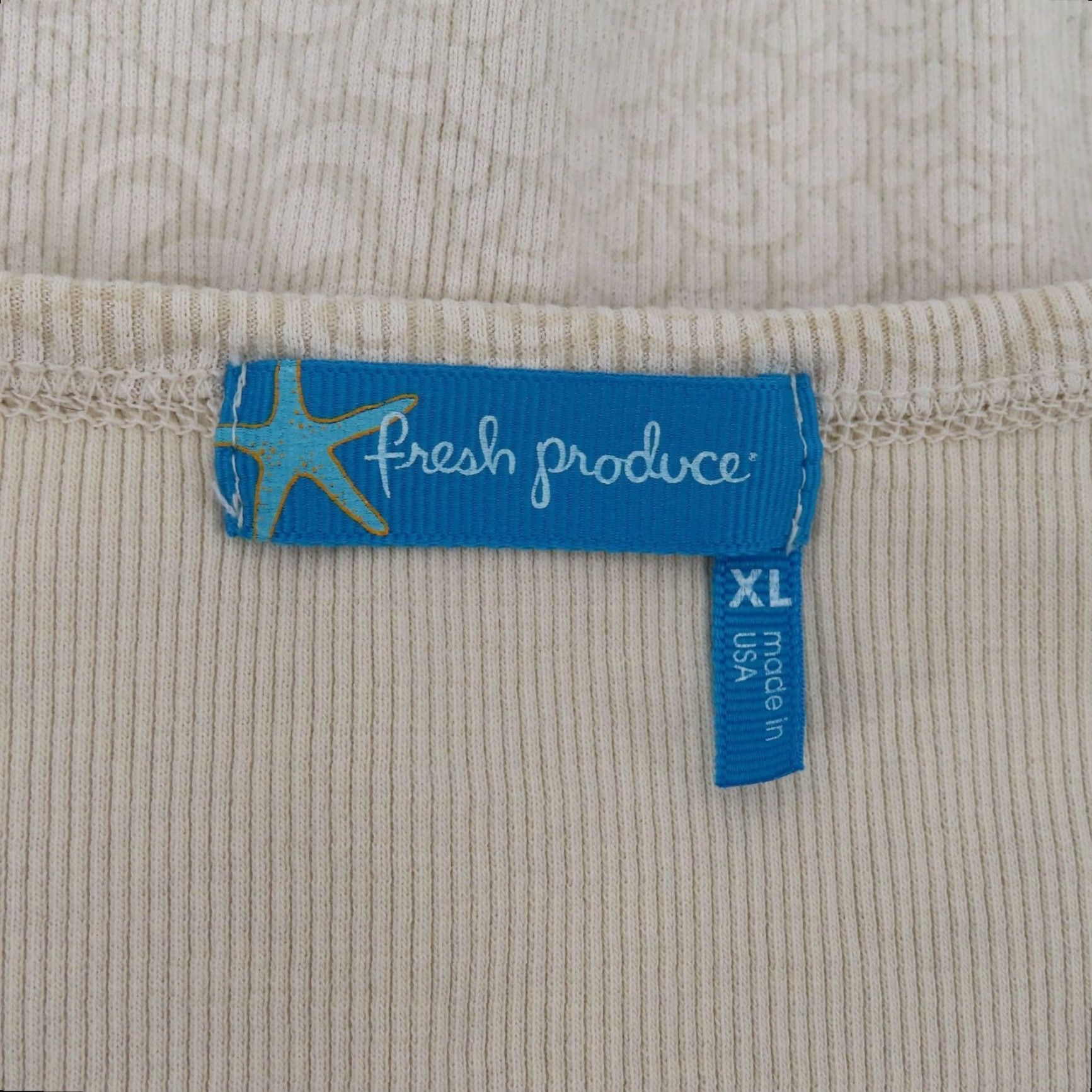Vintage Fresh Produce Womens XL Beige Floral Button Henley Shirt USA Size XL / US 12-14 / IT 48-50 - 6 Thumbnail