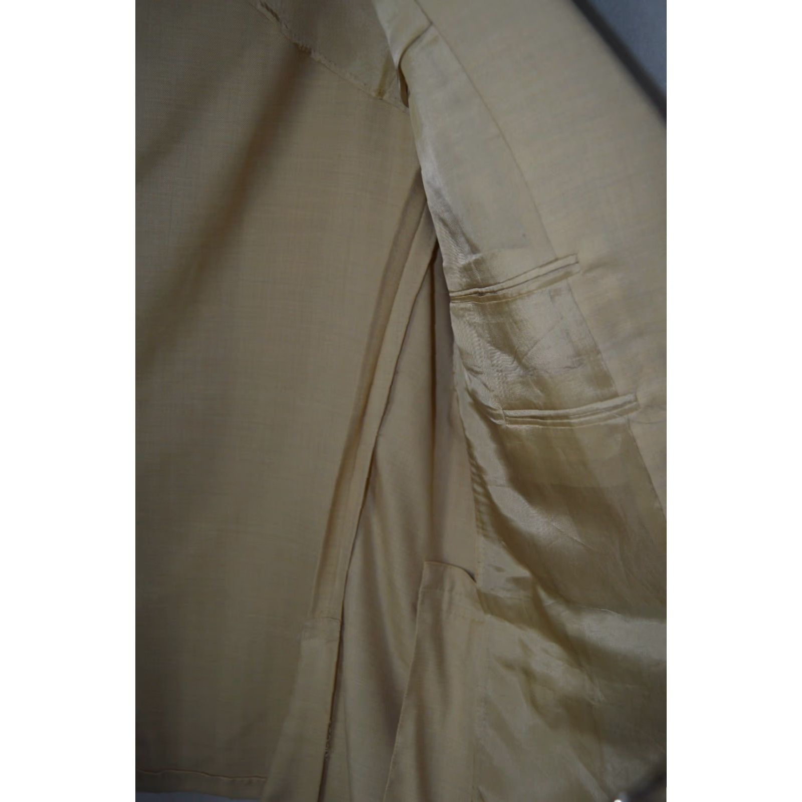 Vintage VINTAGE Hickey Freeman Blazer 3 Button 44R Cashmere Beige Mens Suit Jacket Size 44R - 7 Thumbnail