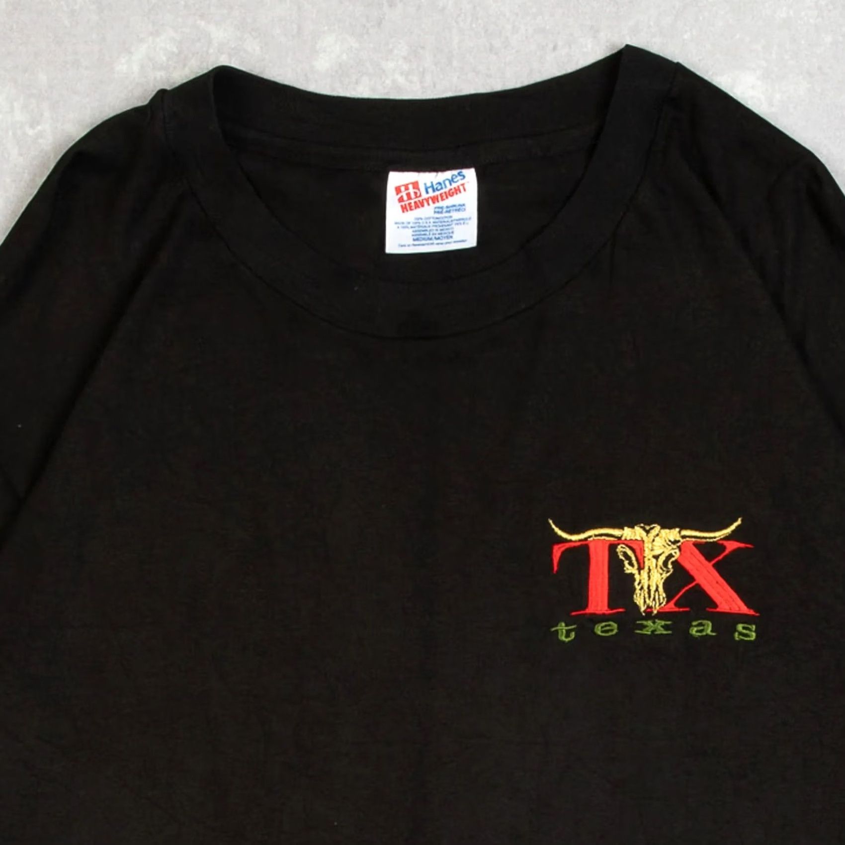 Hanes Hanes Men's Vintage 1990s Texas Embroidered Single Stitch T-Shirt Black Medium Size US M / EU 48-50 / 2 - 3 Thumbnail