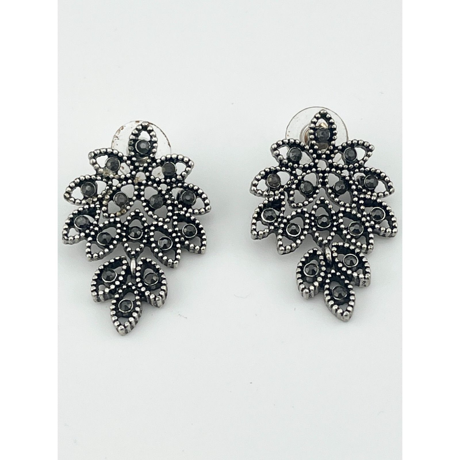 Vintage Vintage rhinestone leaf dangle drop earrings Size ONE SIZE - 3 Thumbnail