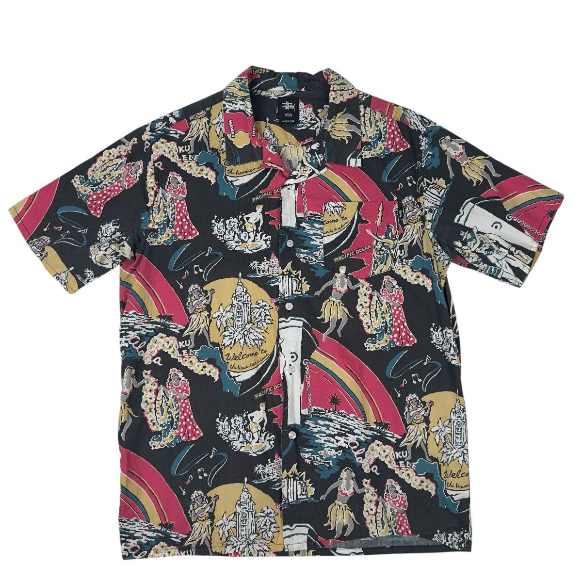 Stussy Stussy Hawaiian Islands Shirt Medium Black Hula Camp Vintage Size US M / EU 48-50 / 2 - 1 Thumbnail