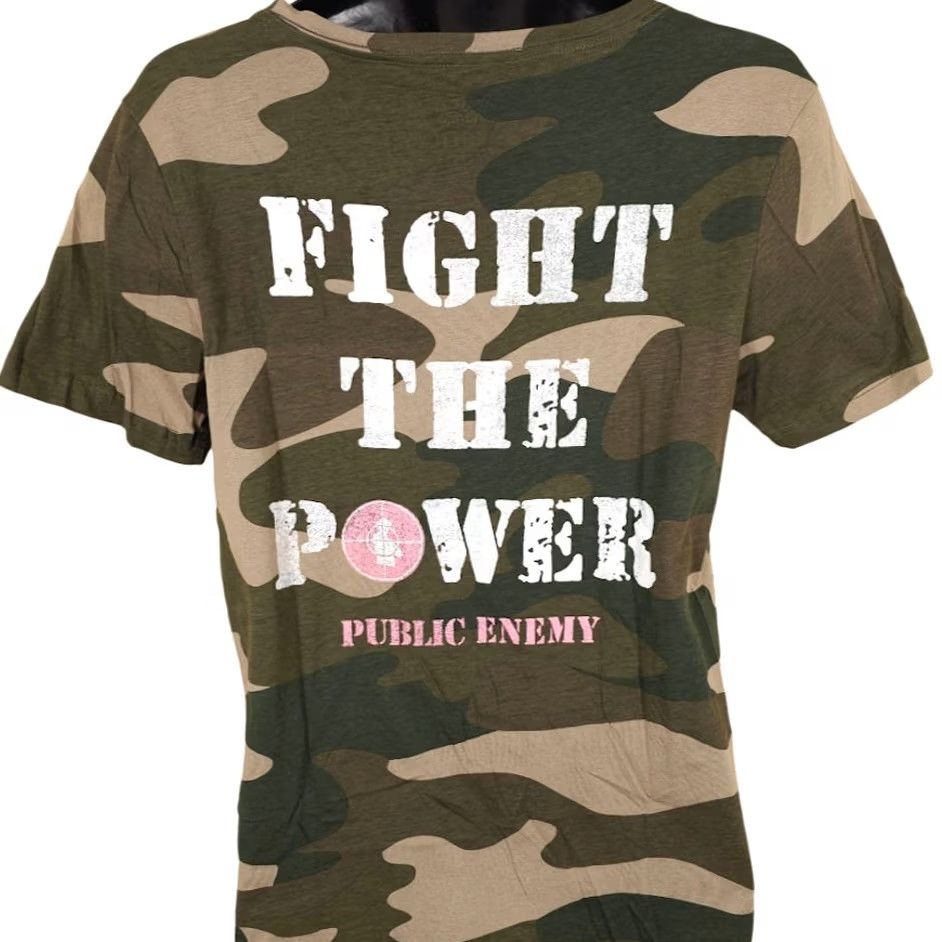 Pinko VINTAGE Public Enemy Shirt Womens Small Green Pink Fight The Power Camouflage Size S / US 4 / IT 40 - 4 Thumbnail