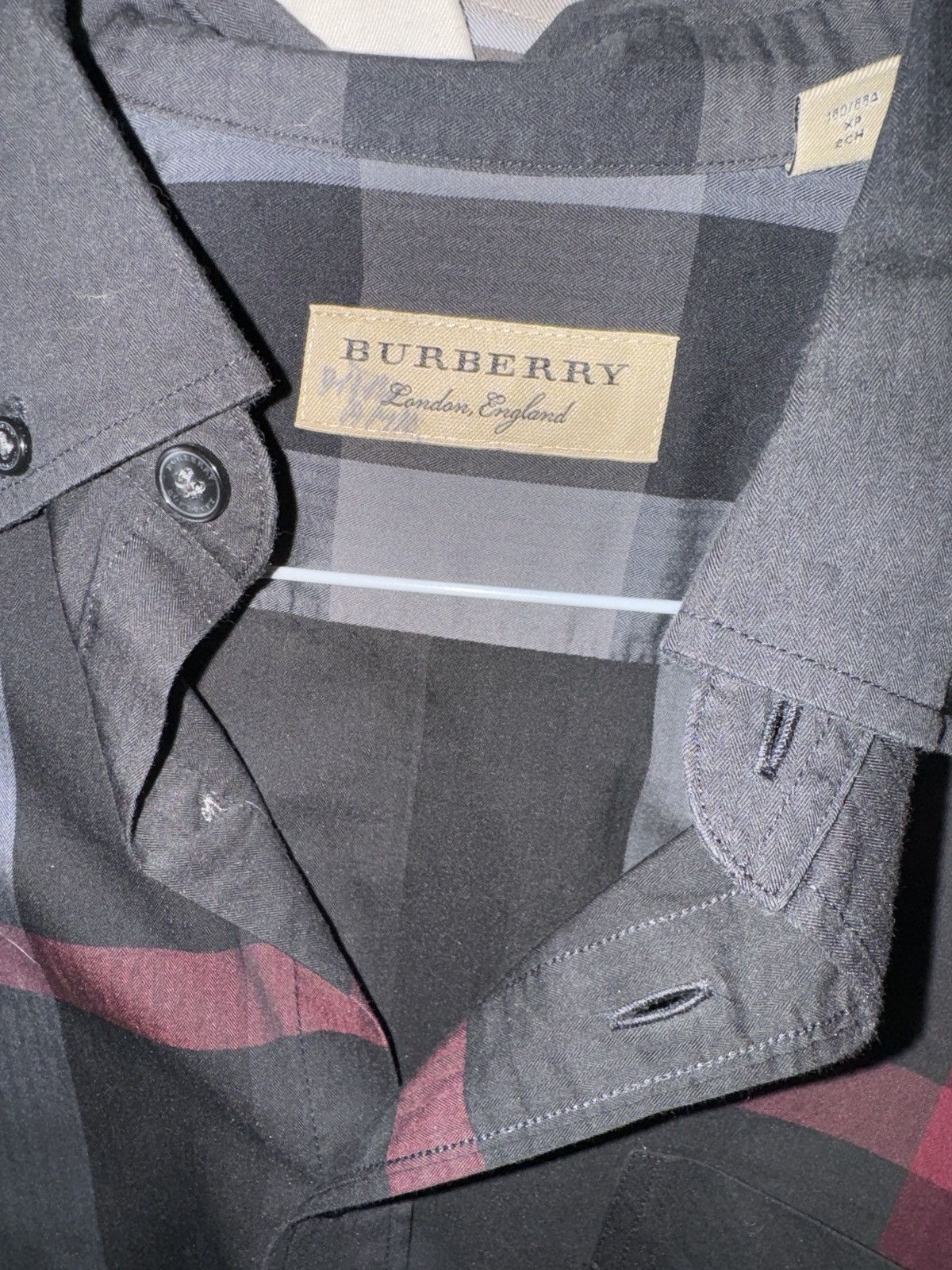 Burberry Burberry Brit Charcoal Grey Giant Check Cotton Button Down Size US XS / EU 42 / 0 - 7 Thumbnail