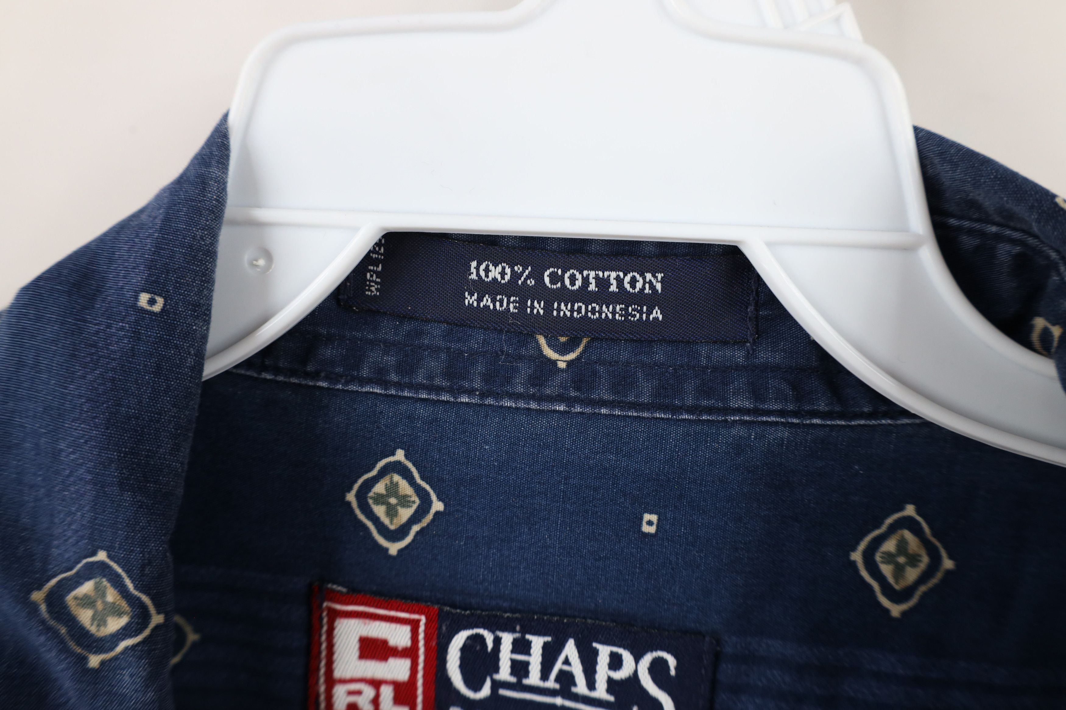 Ralph Lauren × Vintage Vintage 90s Chaps Ralph Lauren Geometric Collared Shirt Size US L / EU 52-54 / 3 - 7 Thumbnail
