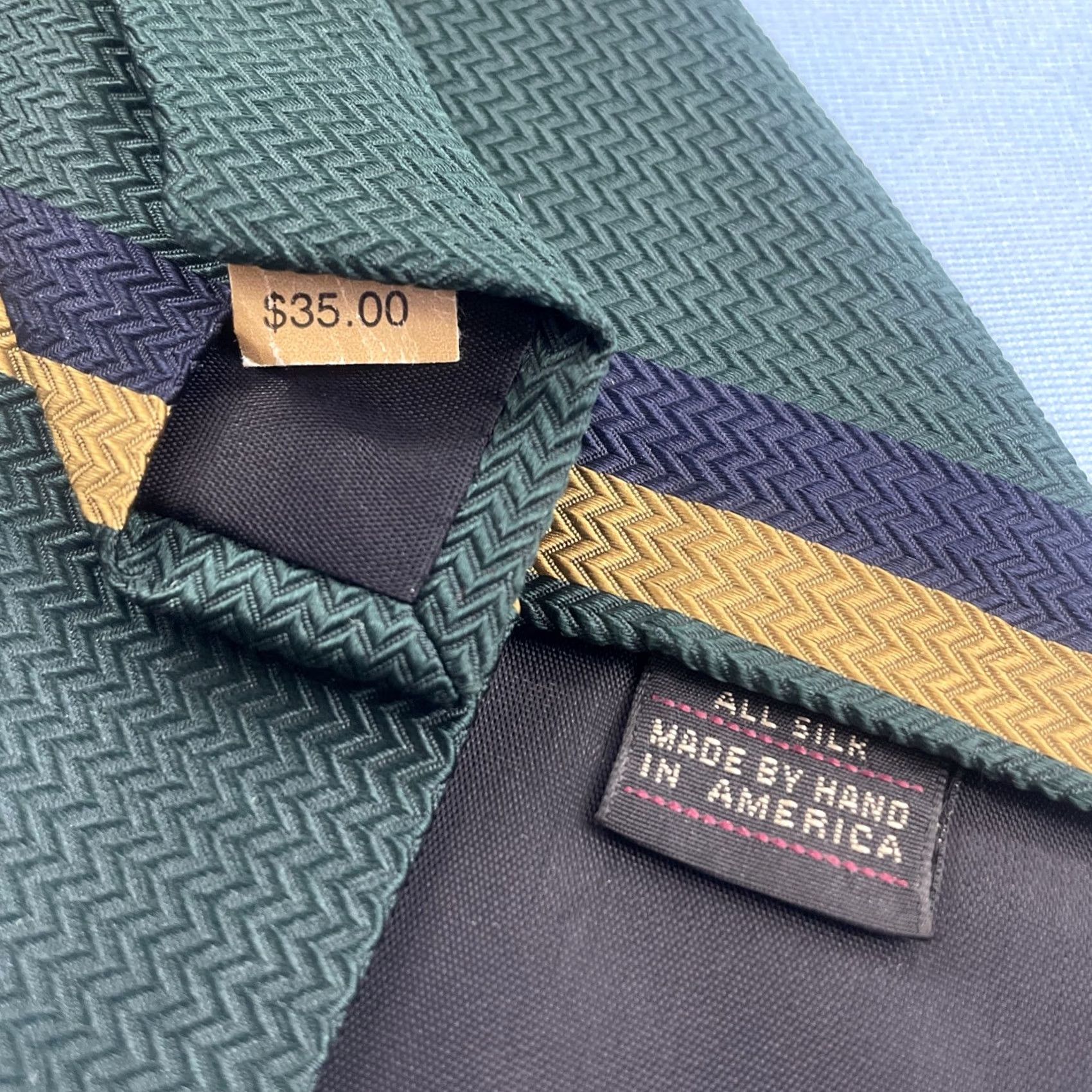 Vintage VINTAGE Ferrel Reed Tie Silk Wide Green Gold Black Repp 58" USA 4x58 Men Neck Striped Pattern Size ONE SIZE - 6 Thumbnail