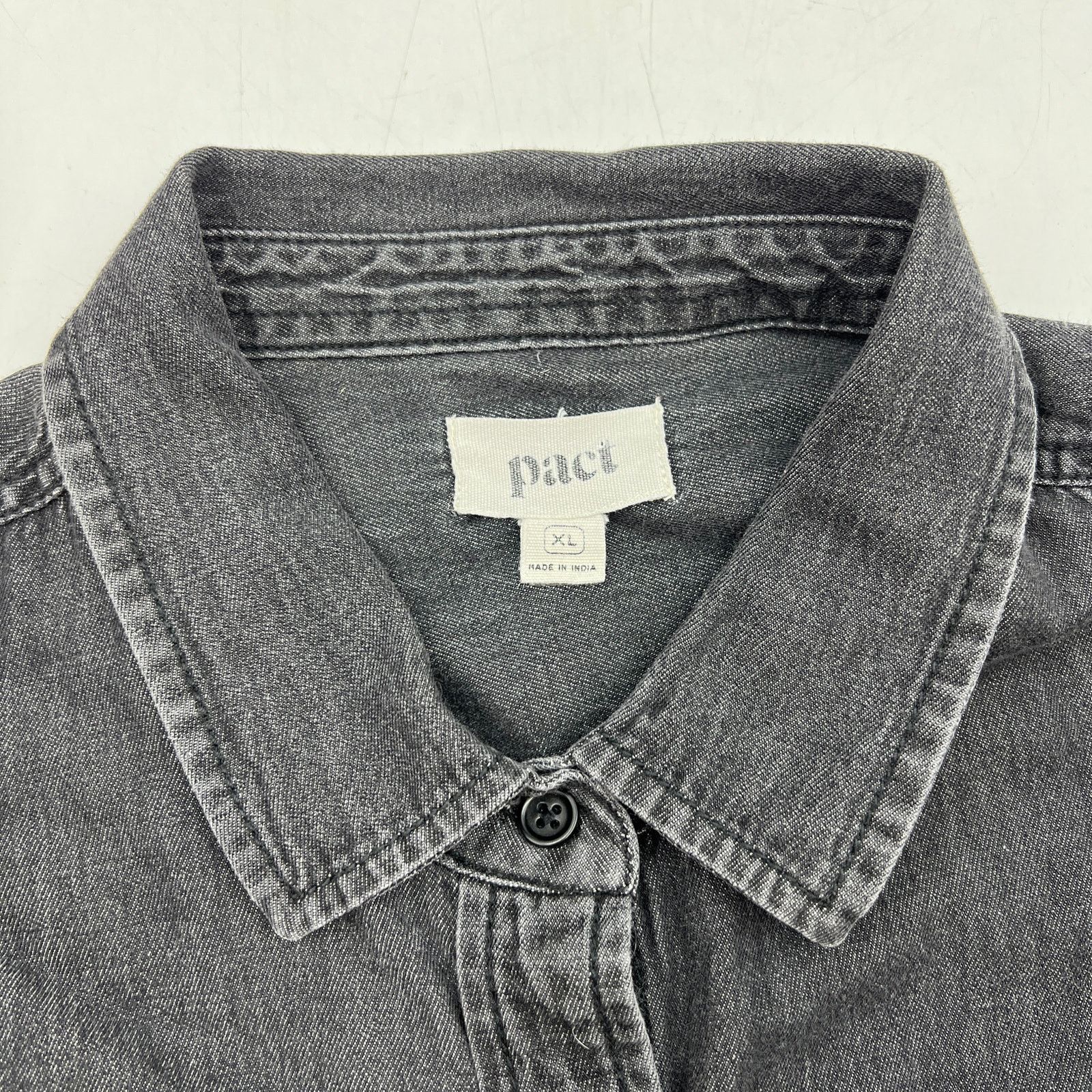 Other Pact Denim Chambray Ranch Shirt Black Organic Cotton Size XL / US 12-14 / IT 48-50 - 3 Thumbnail