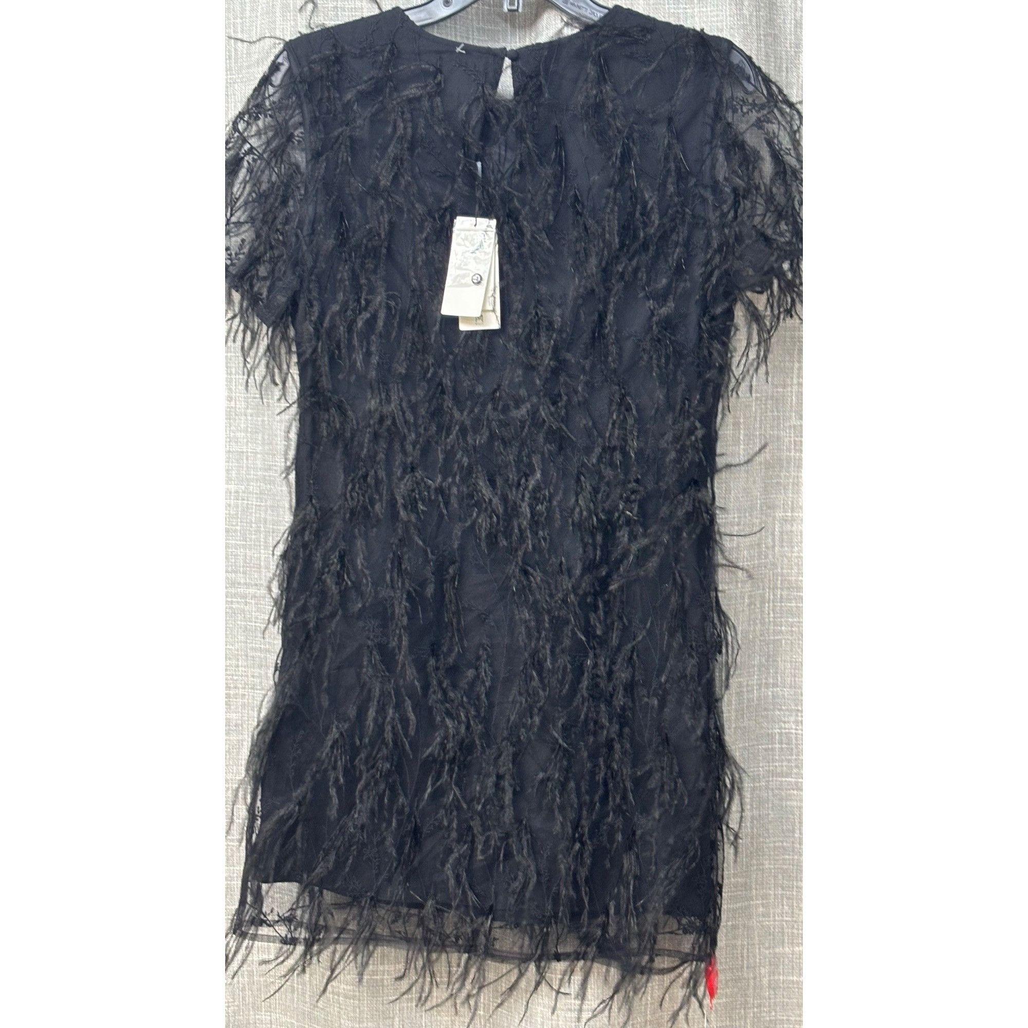 MILLY Milly Rana Feather Shift Mini Cocktail dress, Black, Sz. 4 Size S / US 4 / IT 40 - 14 Thumbnail