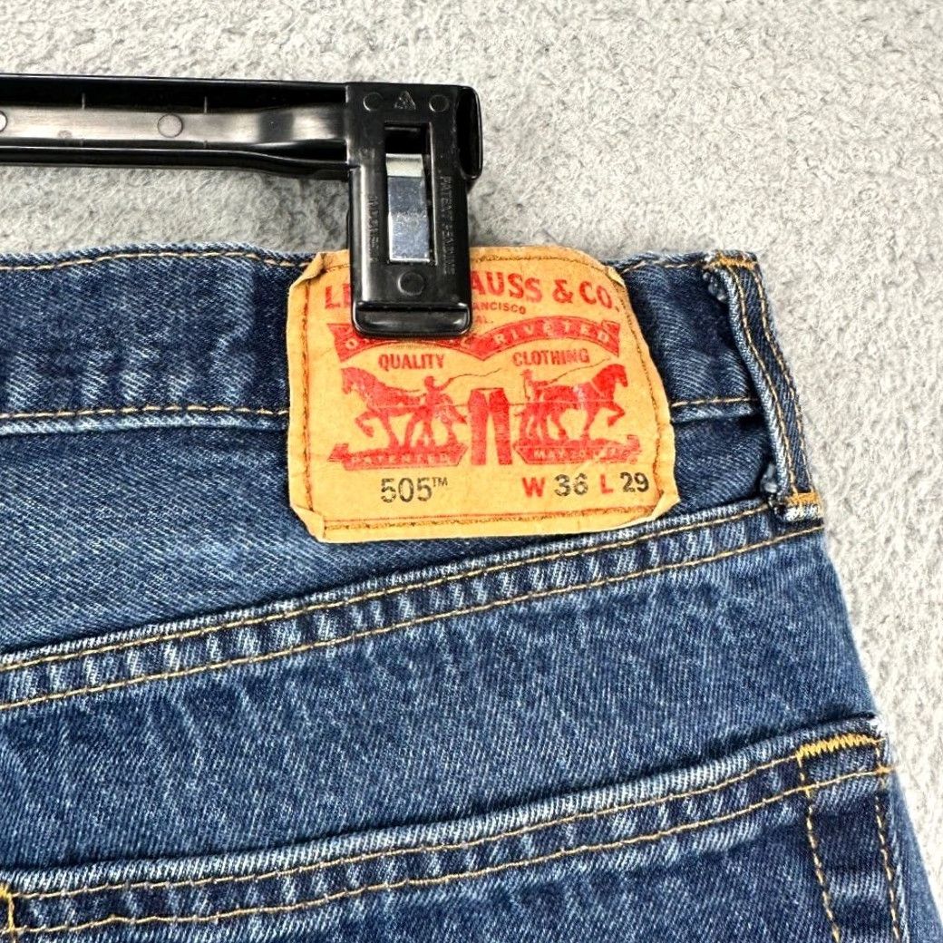 Levi's Levi's 505 Jeans Mens 36X29 Blue Distressed Red Tab 5 Pocket Denim Pants Straight Jeans Mens Regular Waist 32 Inseam 29 Info Vintage No Size US 36 / EU 52 - 6 Thumbnail