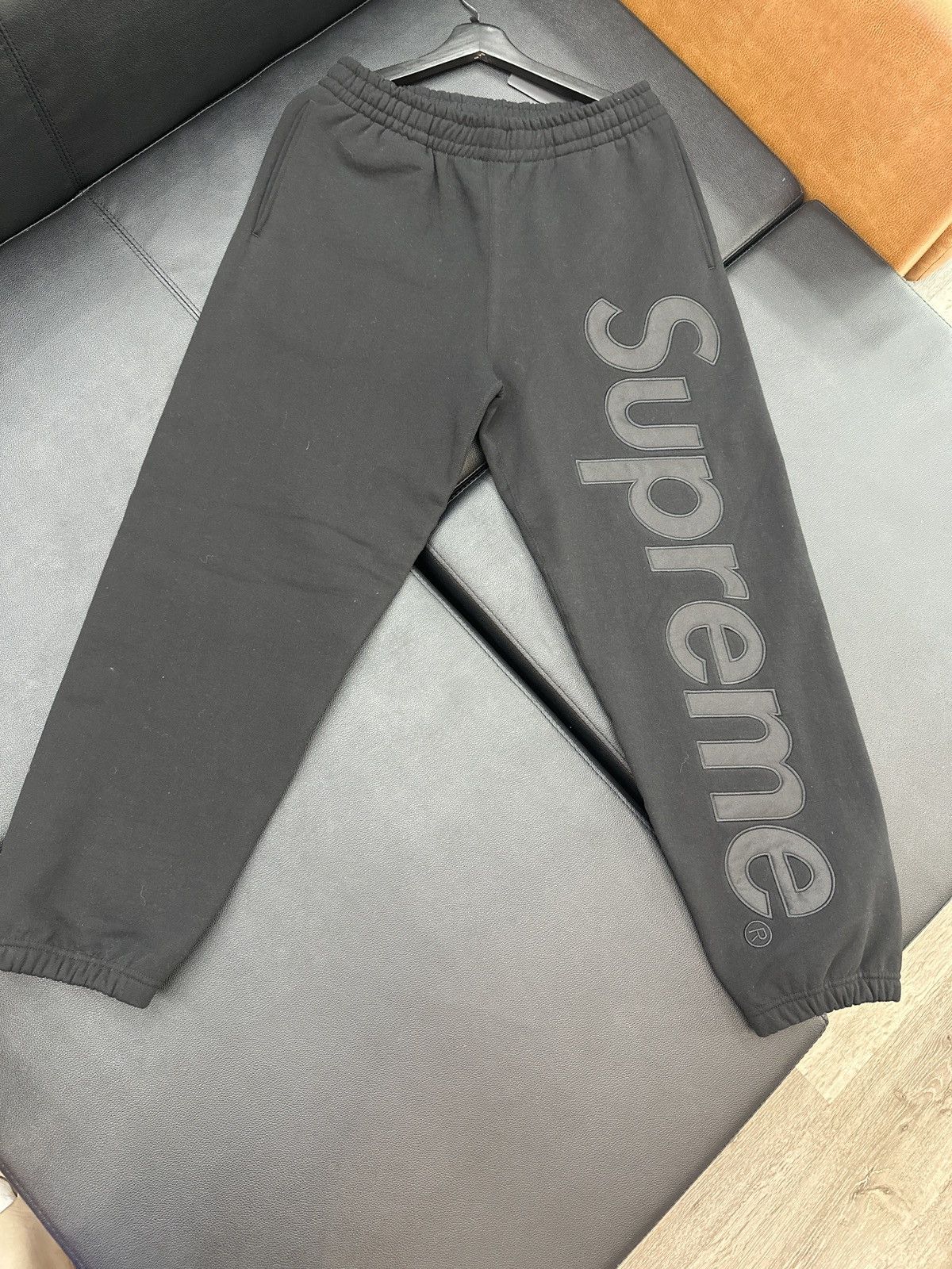 image of Supreme Satin Appliqué Sweatpants in Black, Men's (Size 30)