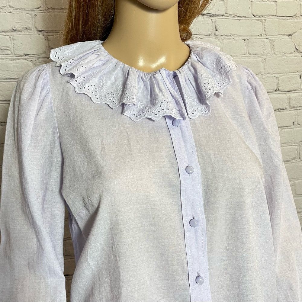J.Crew NWT New $110 J.Crew Embroidered Ruffle-collar with Eyelet L Size XS / US 0-2 / IT 36-38 - 9 Thumbnail