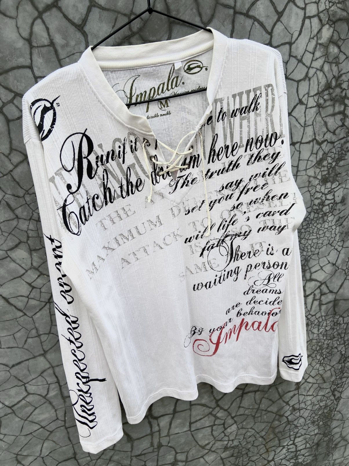 If Six Was Nine Offer‼️ Impala Goth Poem Style Lace Up Thermal Longsleeve Size US M / EU 48-50 / 2 - 2 Thumbnail