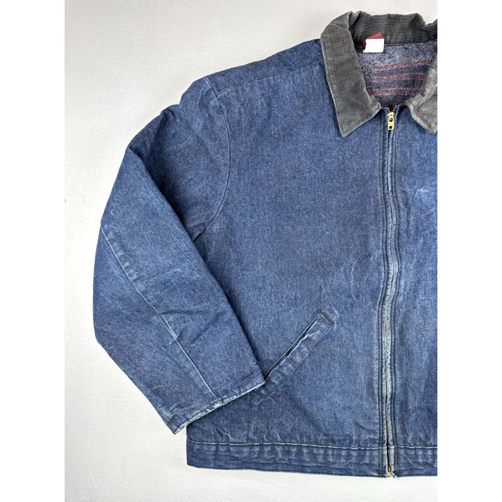 Denime VINTAGE Big Ben Denim Jacket 48 Regular Blue 80s Blanket Lined Zip Workwear Mens XL 48 Regular Mens Bomber Jacket Size US M / EU 48-50 / 2 - 2 Thumbnail