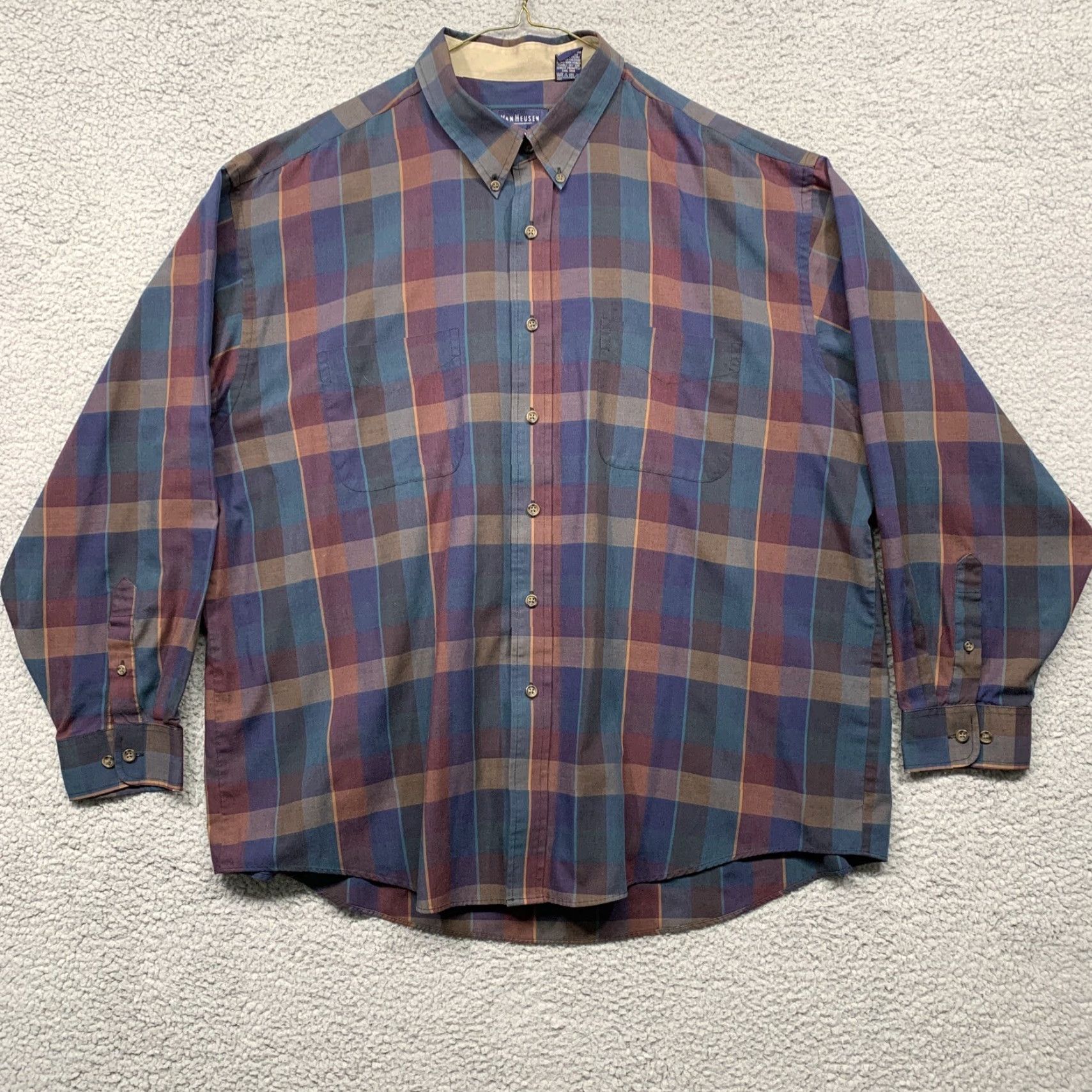 Van Heusen Van Heusen Button-Down Shirt Men's XL Plaid Multicolor 2 Pockets Button Up Collar Casual Workwear Size US XL / EU 56 / 4 - 2 Thumbnail