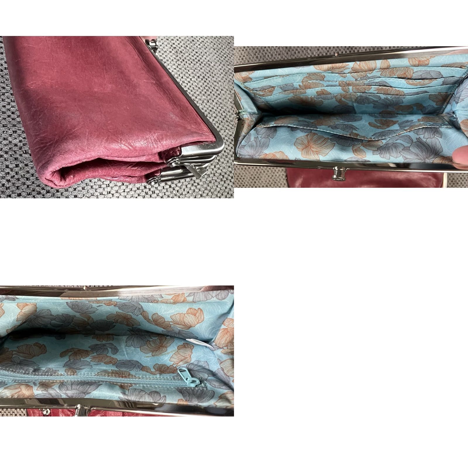 Vintage VINTAGE Hobo International Lauren Burgundy Leather Kiss Lock Frame Clutch Wallet Women Wallet Clutch Burgundy Leather Size ONE SIZE - 8 Thumbnail