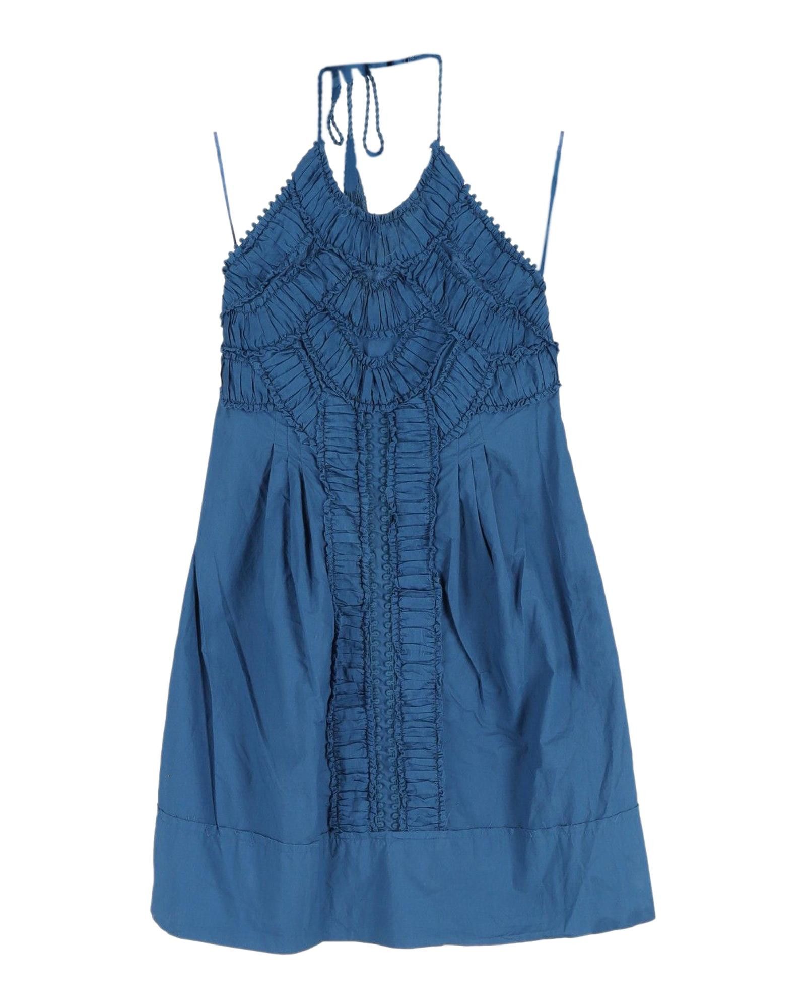 image of Alberta Ferretti Blue Cotton Halter Neck Mini Dress in Blue/Navy Blue, Women's (Size Small)