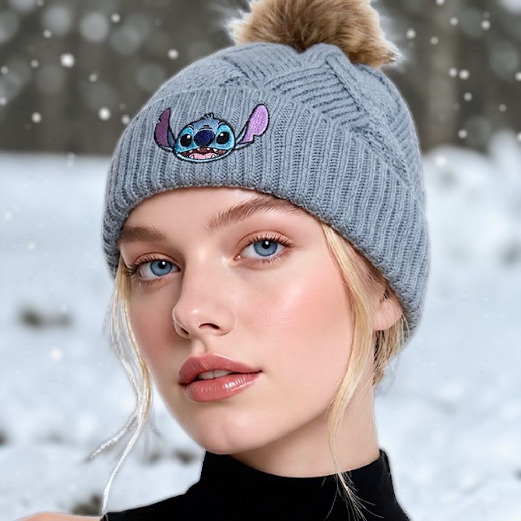 Disney Disney Stitch Girls Soft Beanies Faux Fur Pom 2 pack Size ONE SIZE - 2 Thumbnail
