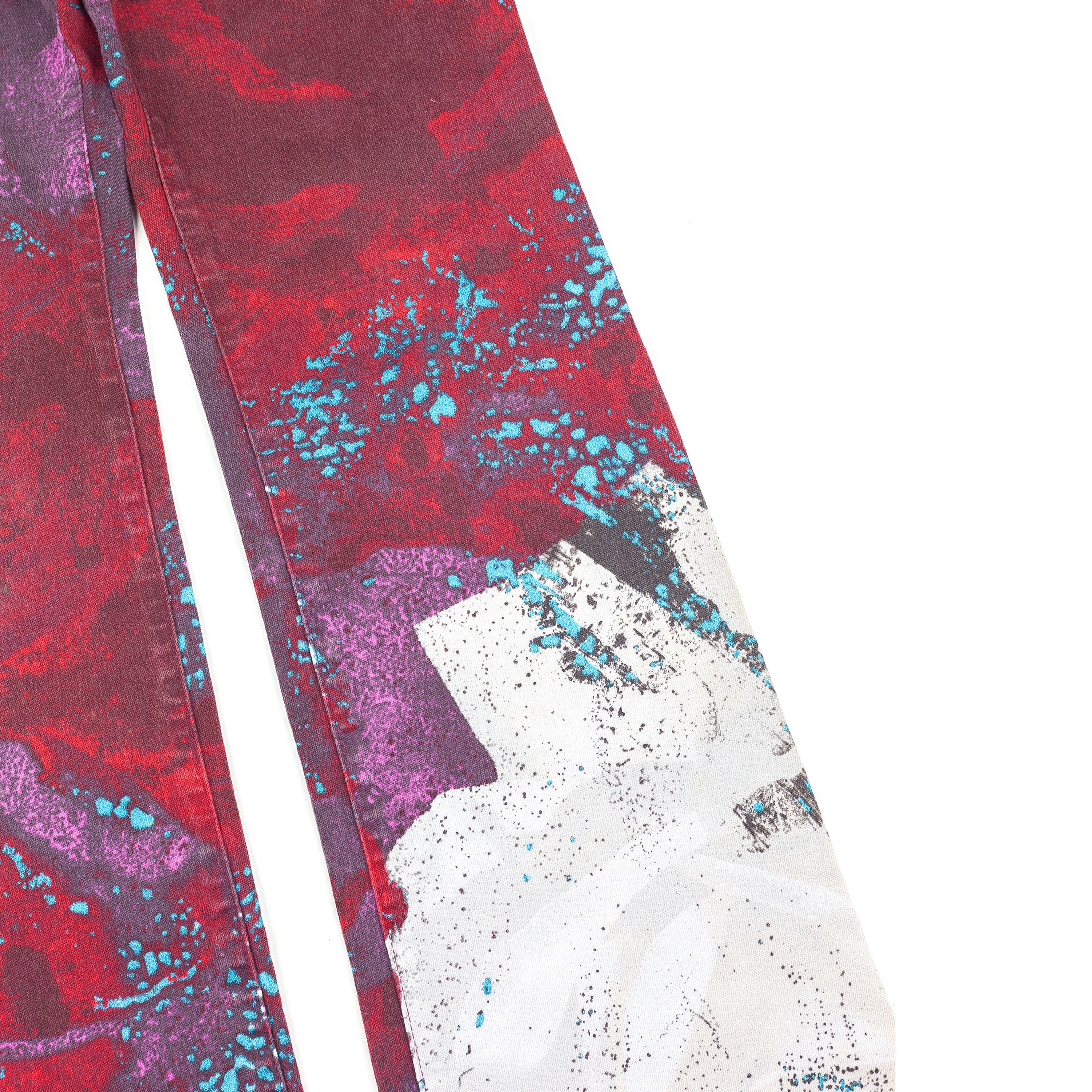 Just Cavalli Just Cavalli Vintage Burgundy Paint Printed Jeans (XS) Size 25" / US 0 / IT 36 - 3 Thumbnail
