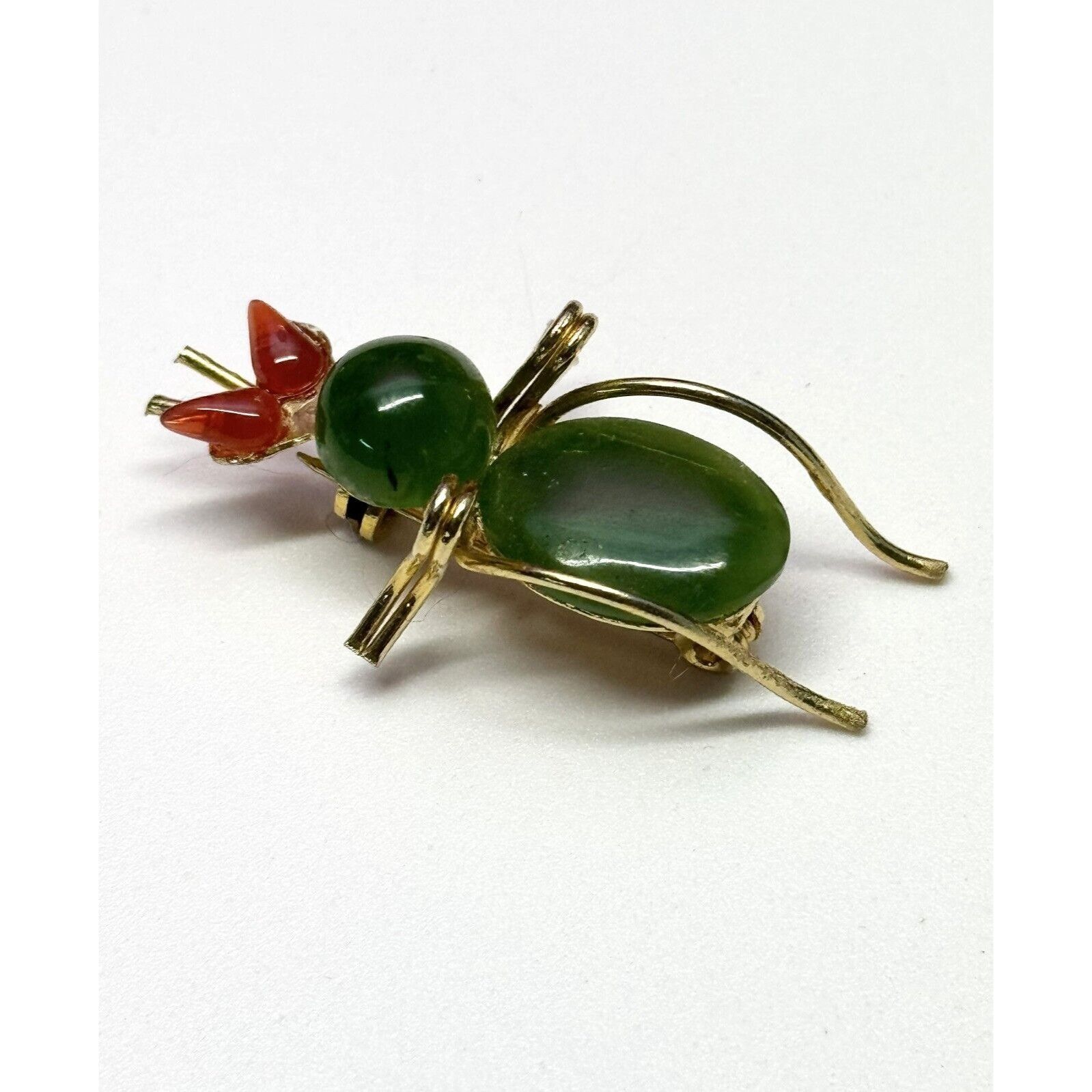 Vintage Vintage Jade Coral bug beetle insect brooch pin Size ONE SIZE - 3 Thumbnail