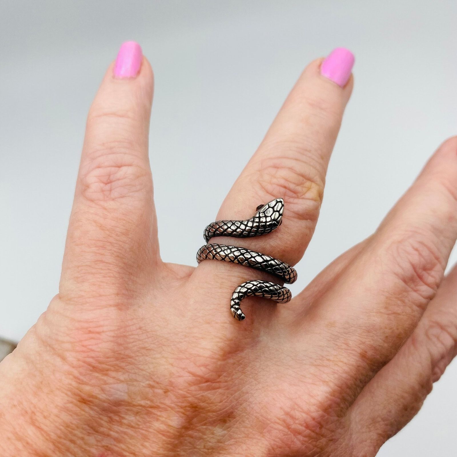 The Unbranded Brand Snake Stainless Steel Ring With Red CZ Eyes Size ONE SIZE - 3 Thumbnail