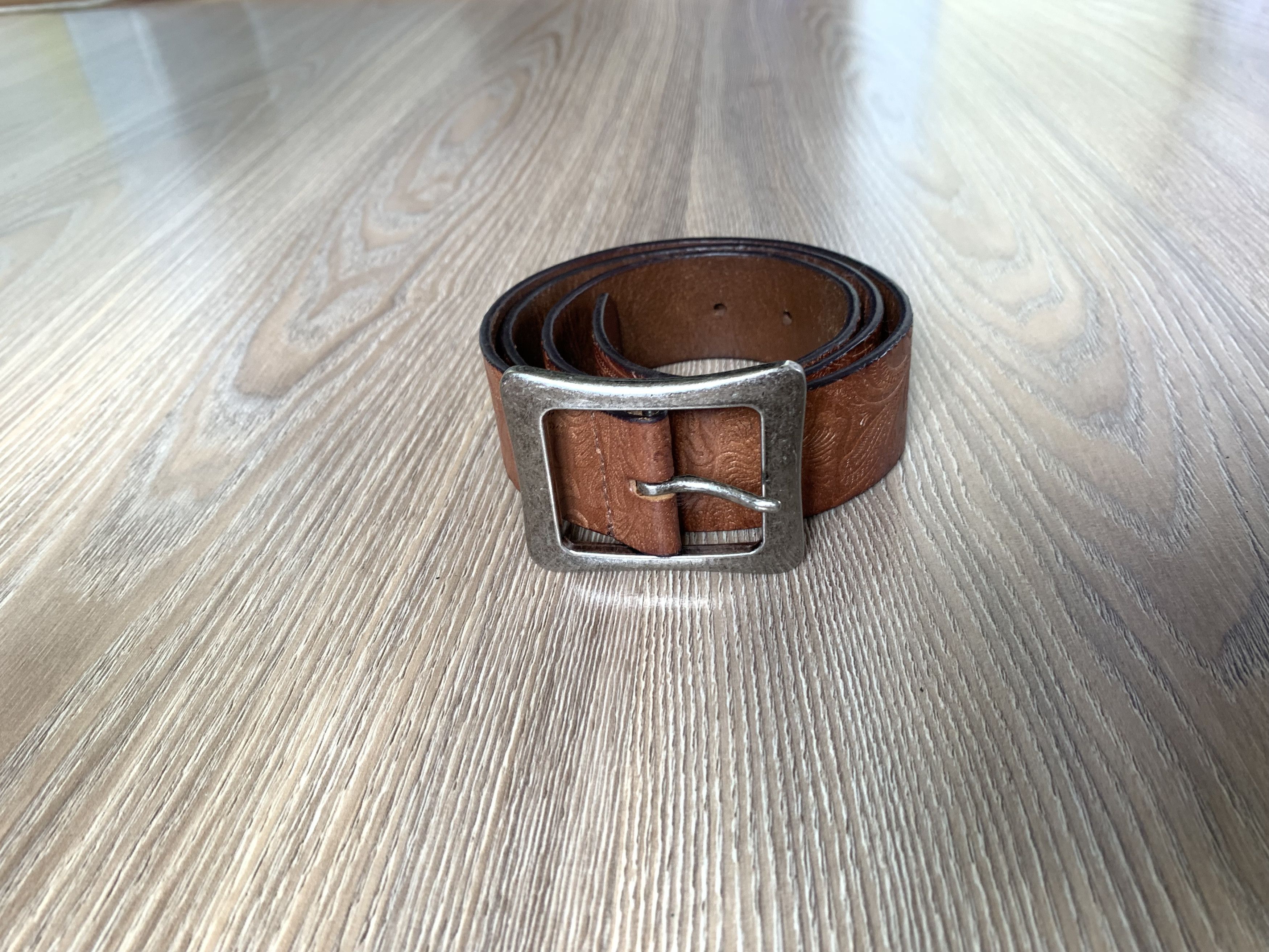 Designer × Vintage Bon A Parte Embossed Brown Leather Belt Size ONE SIZE - 1 Thumbnail
