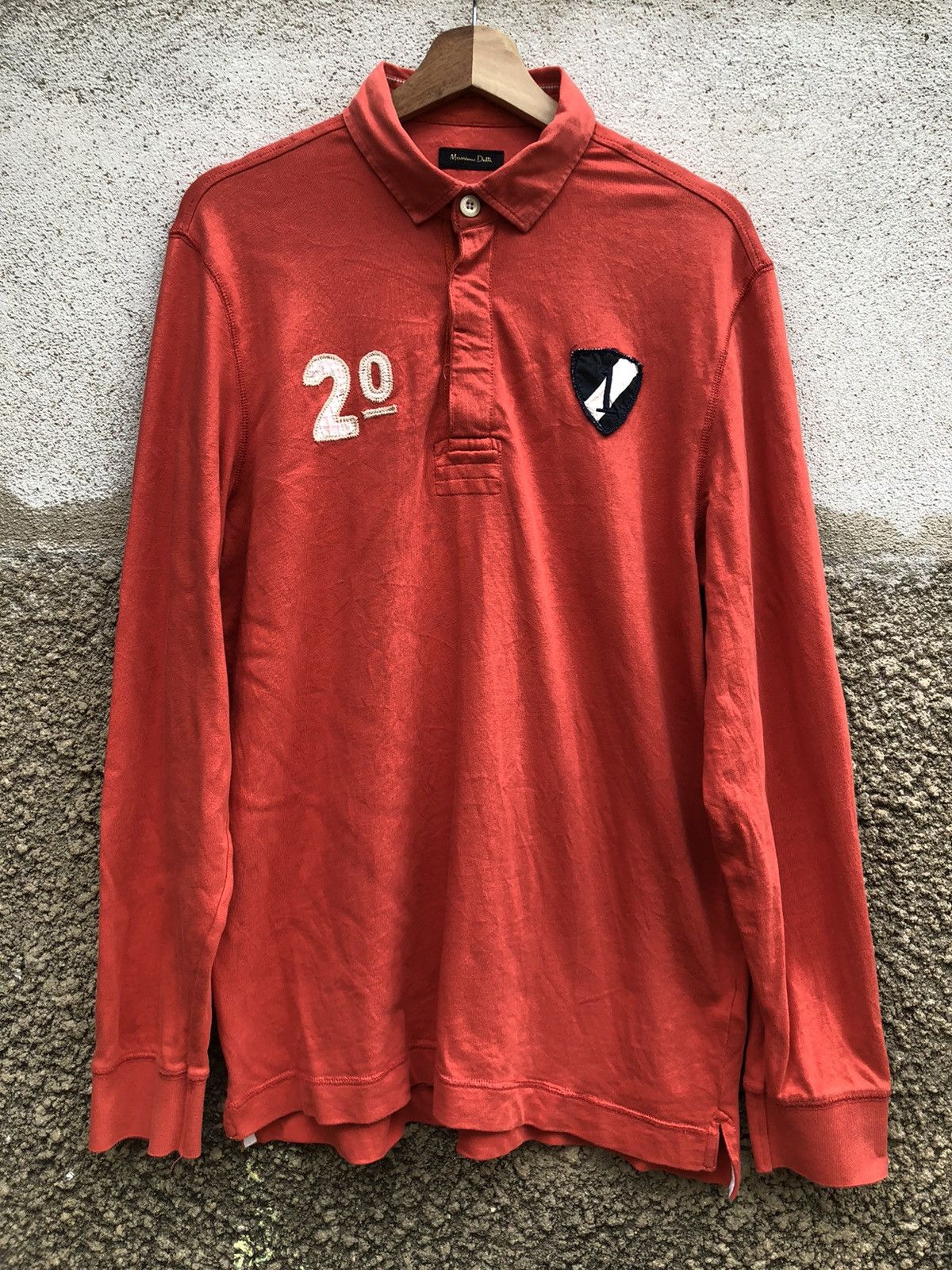 image of Italian Designers x Massimo Dutti Vintage Mossimo Dutti Polos Rugby in Red/Orange (Size Large)