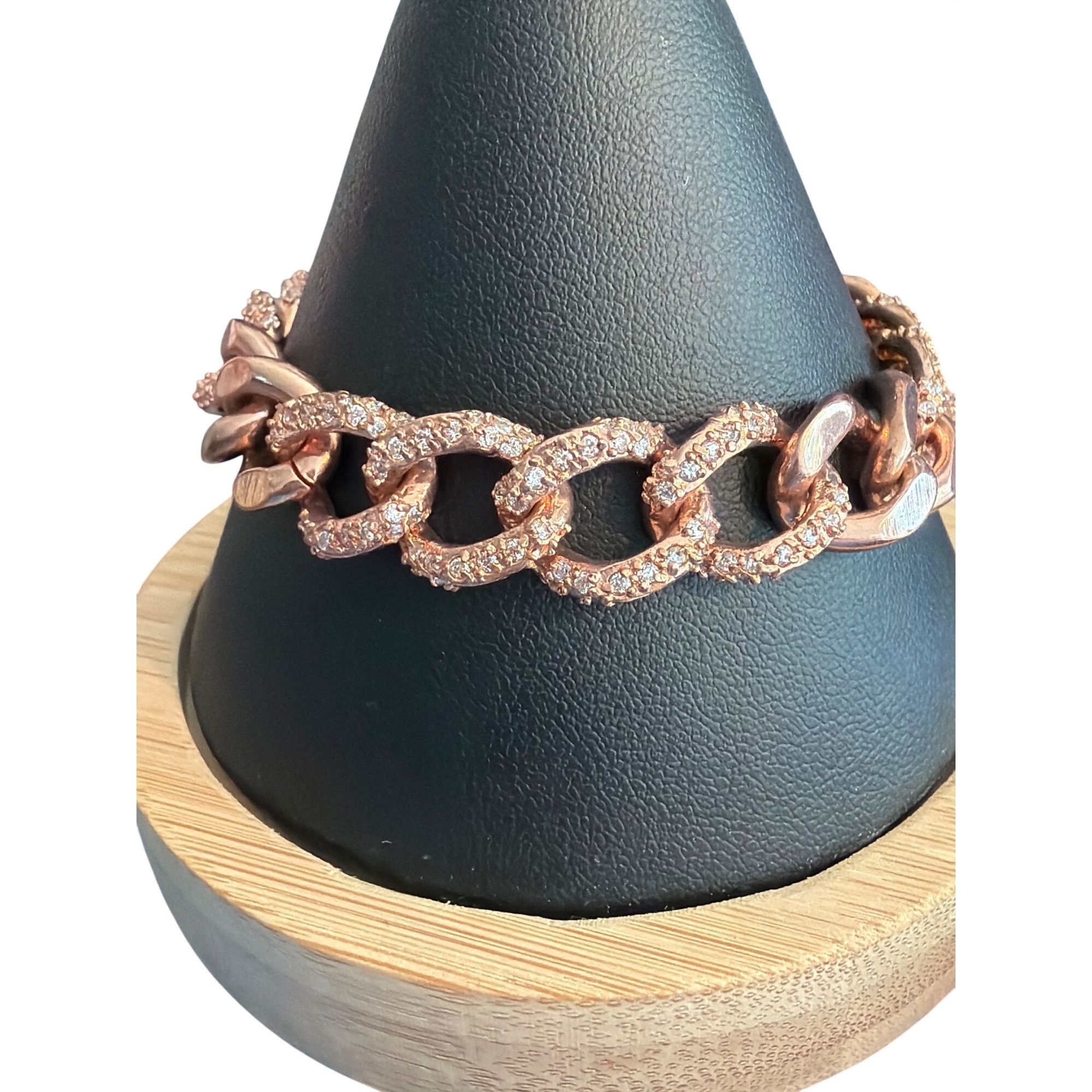 Kenneth Jay Lane KJL Kenneth Jay Lany Rose Gold Tone Crystal Pave Cuban Link Size ONE SIZE - 1 Thumbnail
