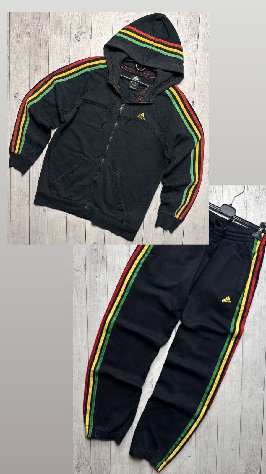 Adidas Vntg Adidas essentials performance Rasta stripes Bob Marley ...