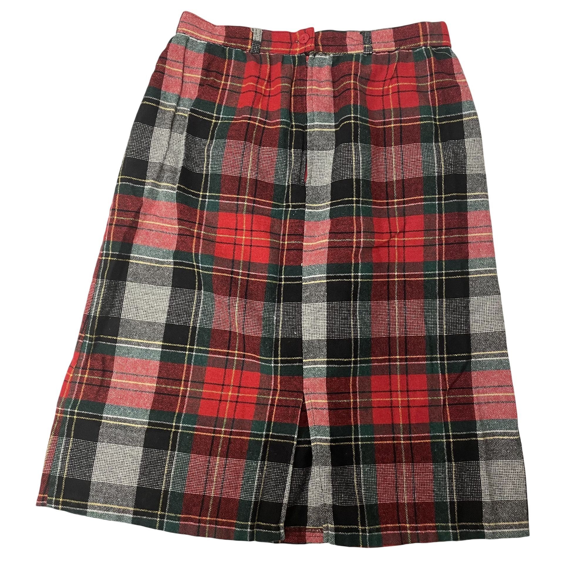 Other Vtg PLAID Thick Wool Tweed MoD Preppy Christmas Skirt Size 30" / US 8 / IT 44 - 4 Thumbnail