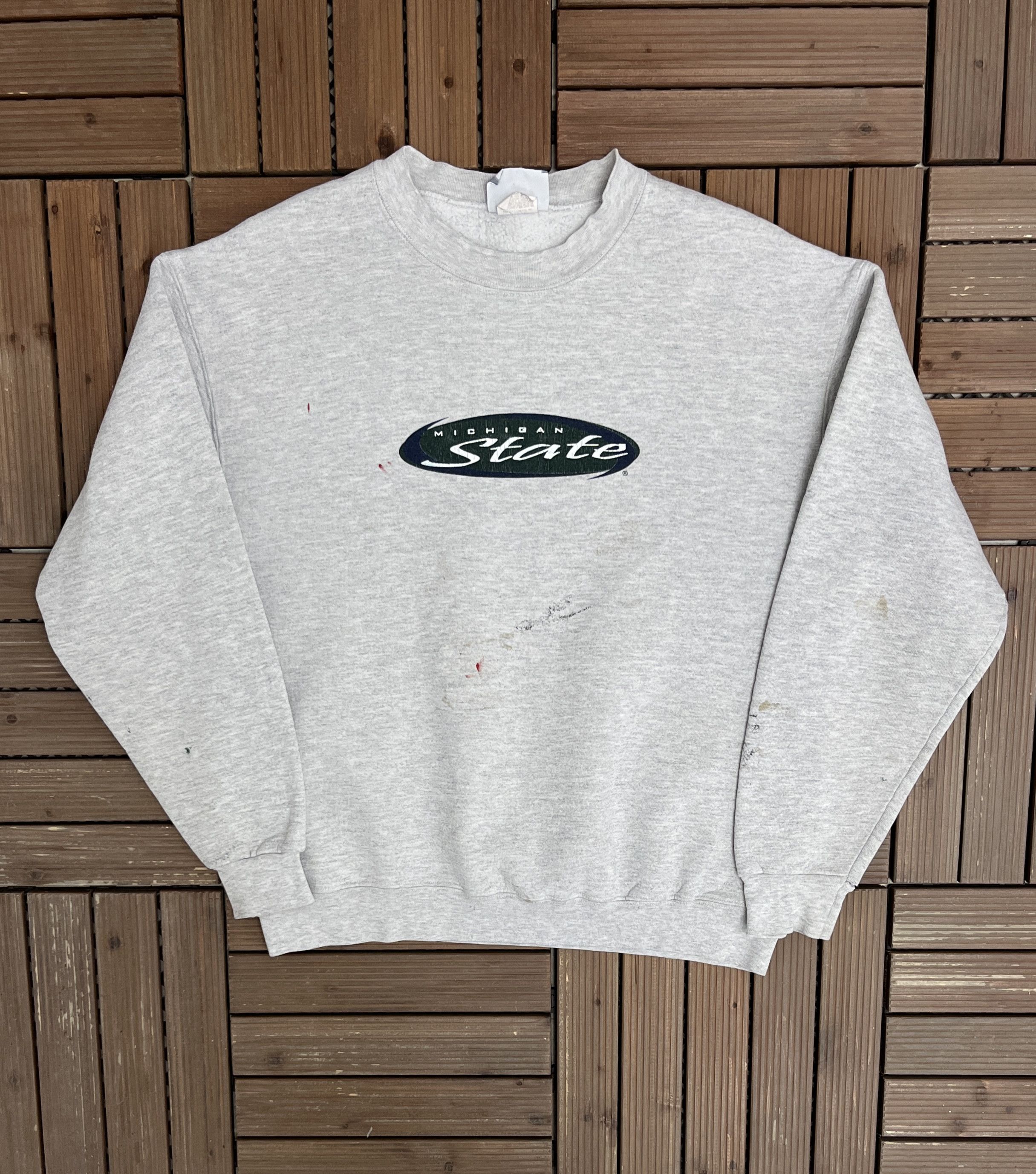 Vintage Michigan State Spartans Vintage Grey Crewneck Sweater Size US L / EU 52-54 / 3 - 1 Thumbnail