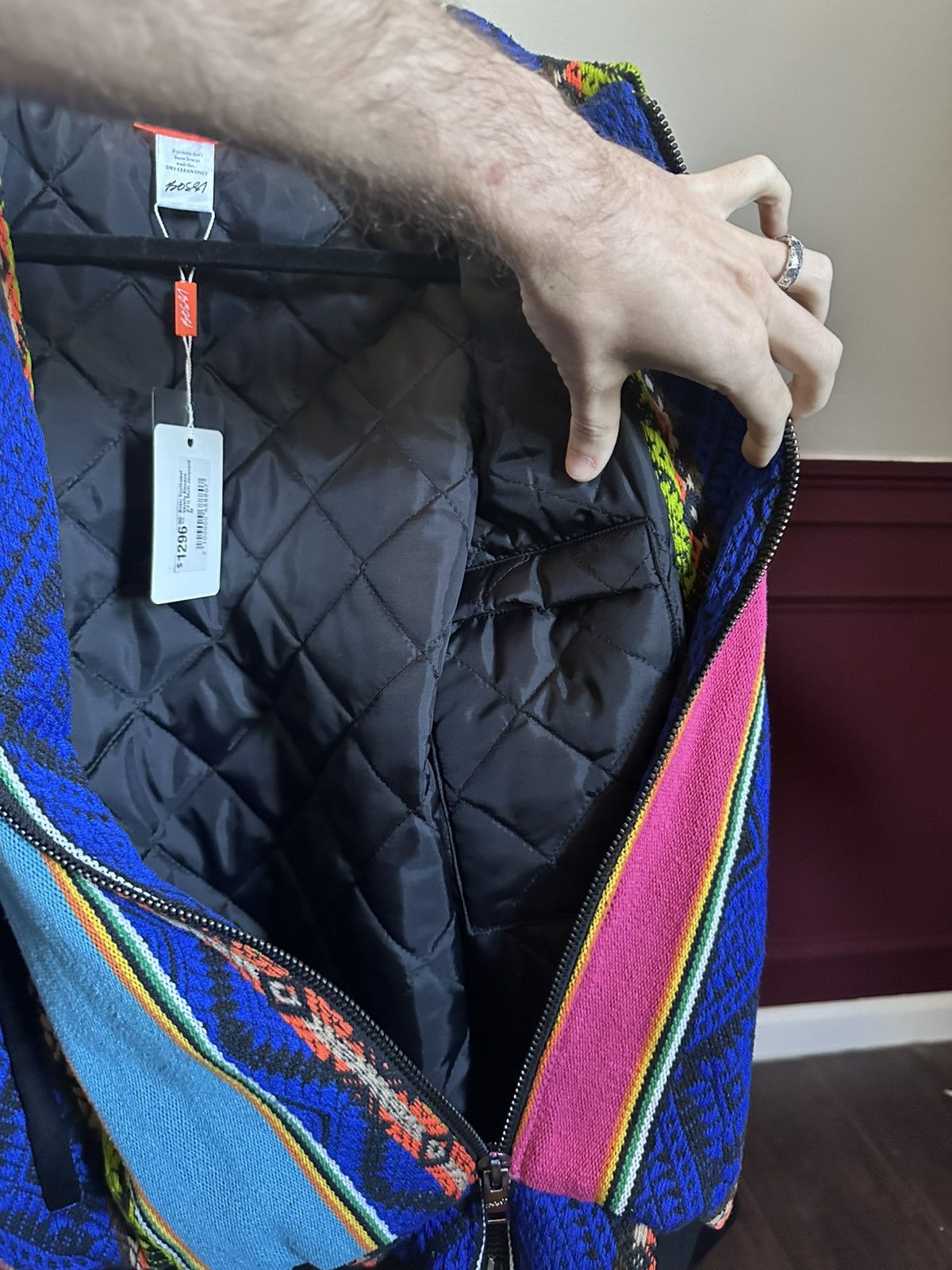 Bossi Sportswear CASHMERE sleeve SEQUIN peace sign WOVEN bomber jacket NWT Size US M / EU 48-50 / 2 - 11 Thumbnail