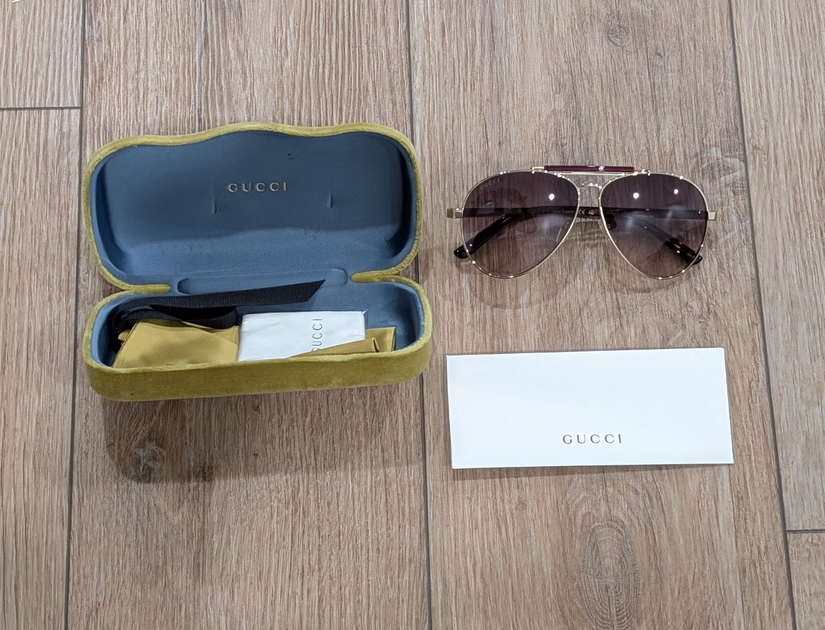 Gucci $520 Mens Authentic GUCCI 61mm Aviator Sunglasses Rutenium Size ONE SIZE - 8 Thumbnail