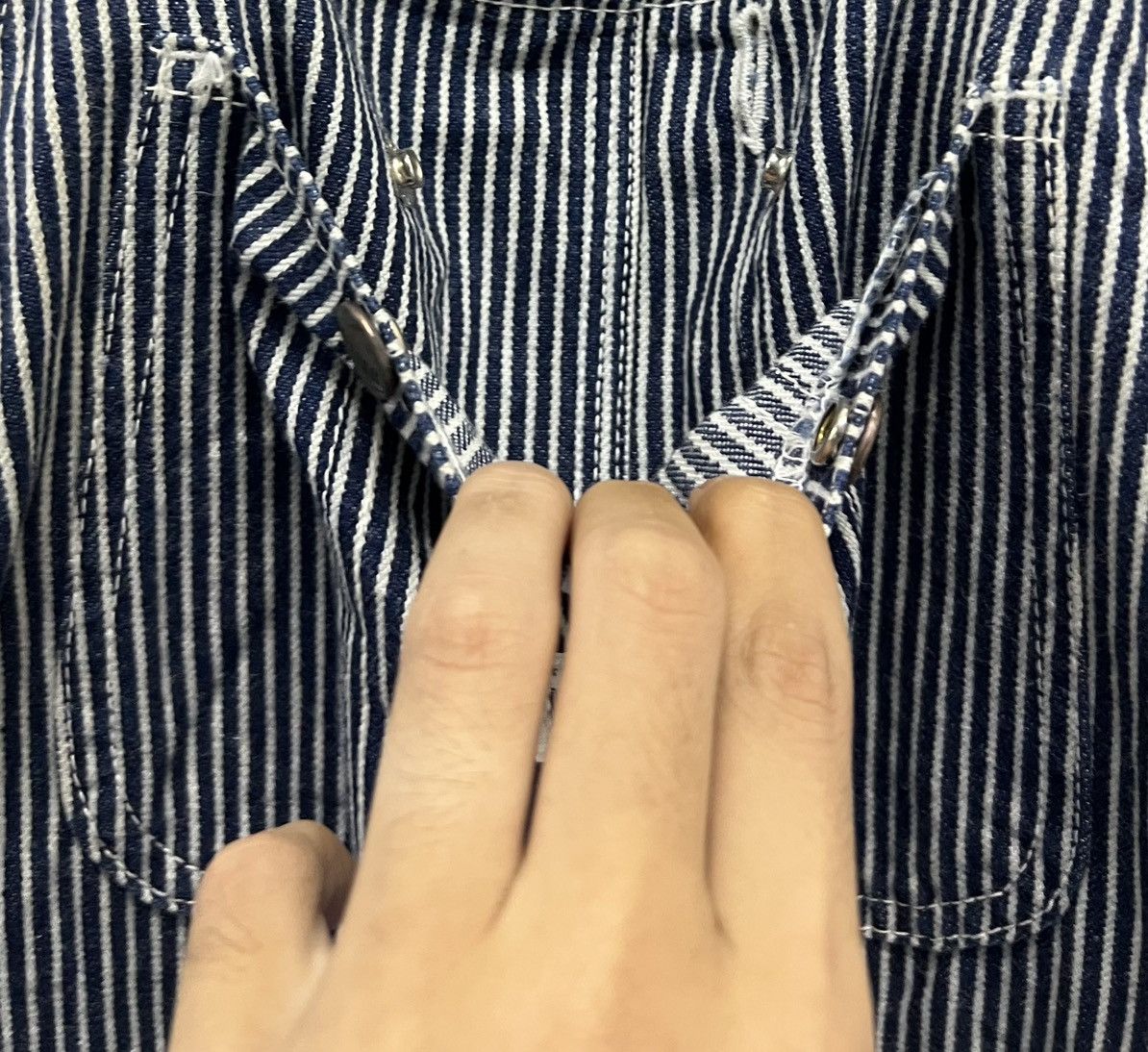 Japanese Brand × Vintage Vintage Vicerer Striped Denim Overalls - Size M Size US 31 - 6 Thumbnail